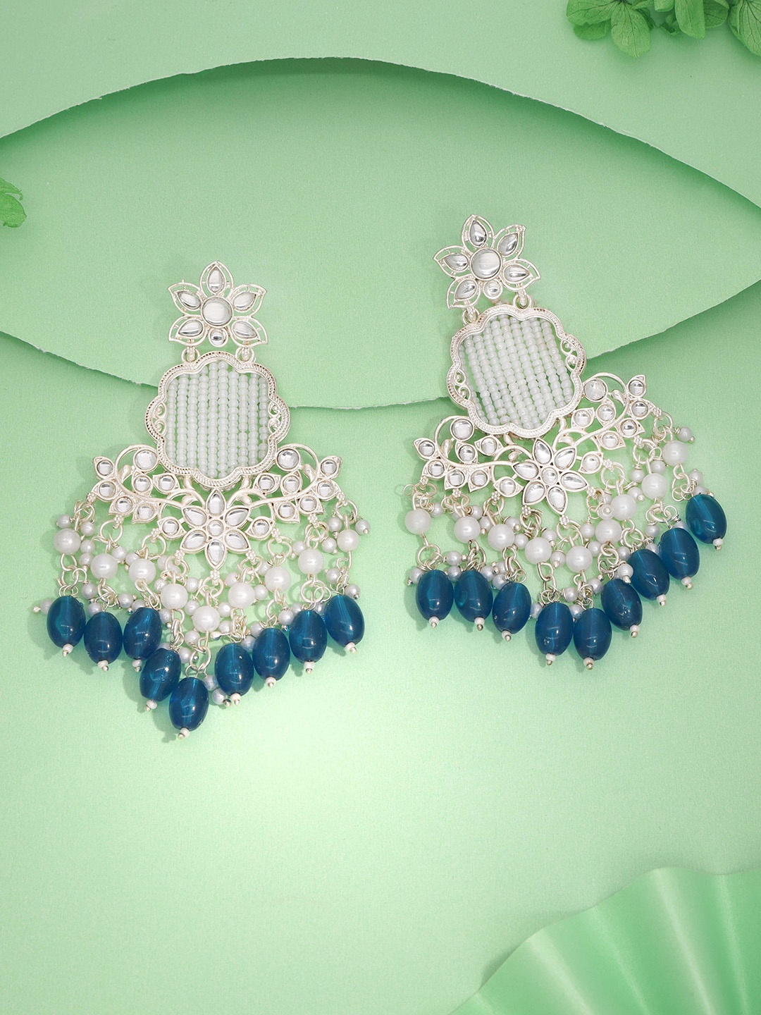 

Anouk Silver-Plated Artificial Beads Contemporary Jhumkas`