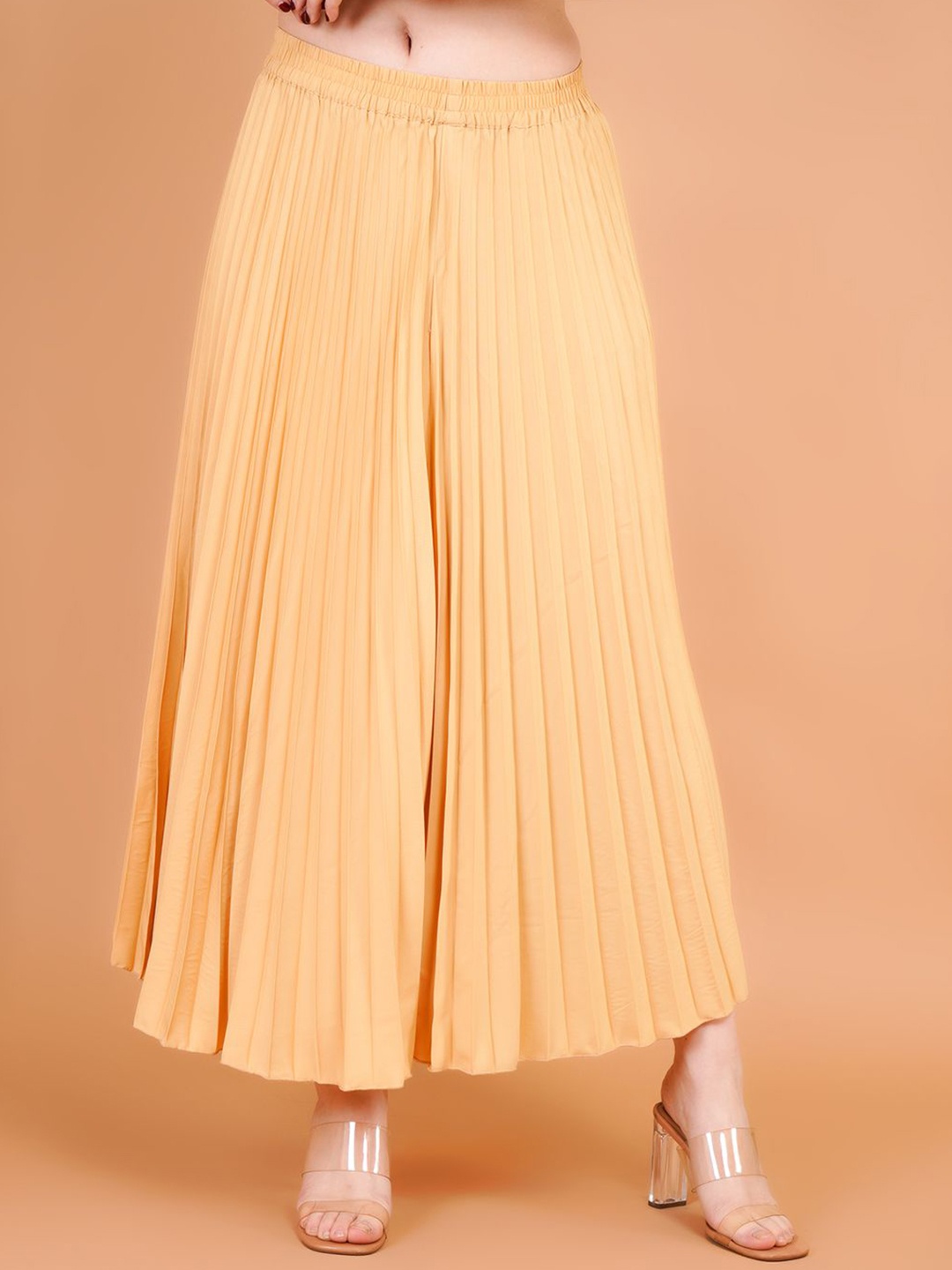 

Zionity Accordion Pleated A-Line Maxi Skirt, Beige