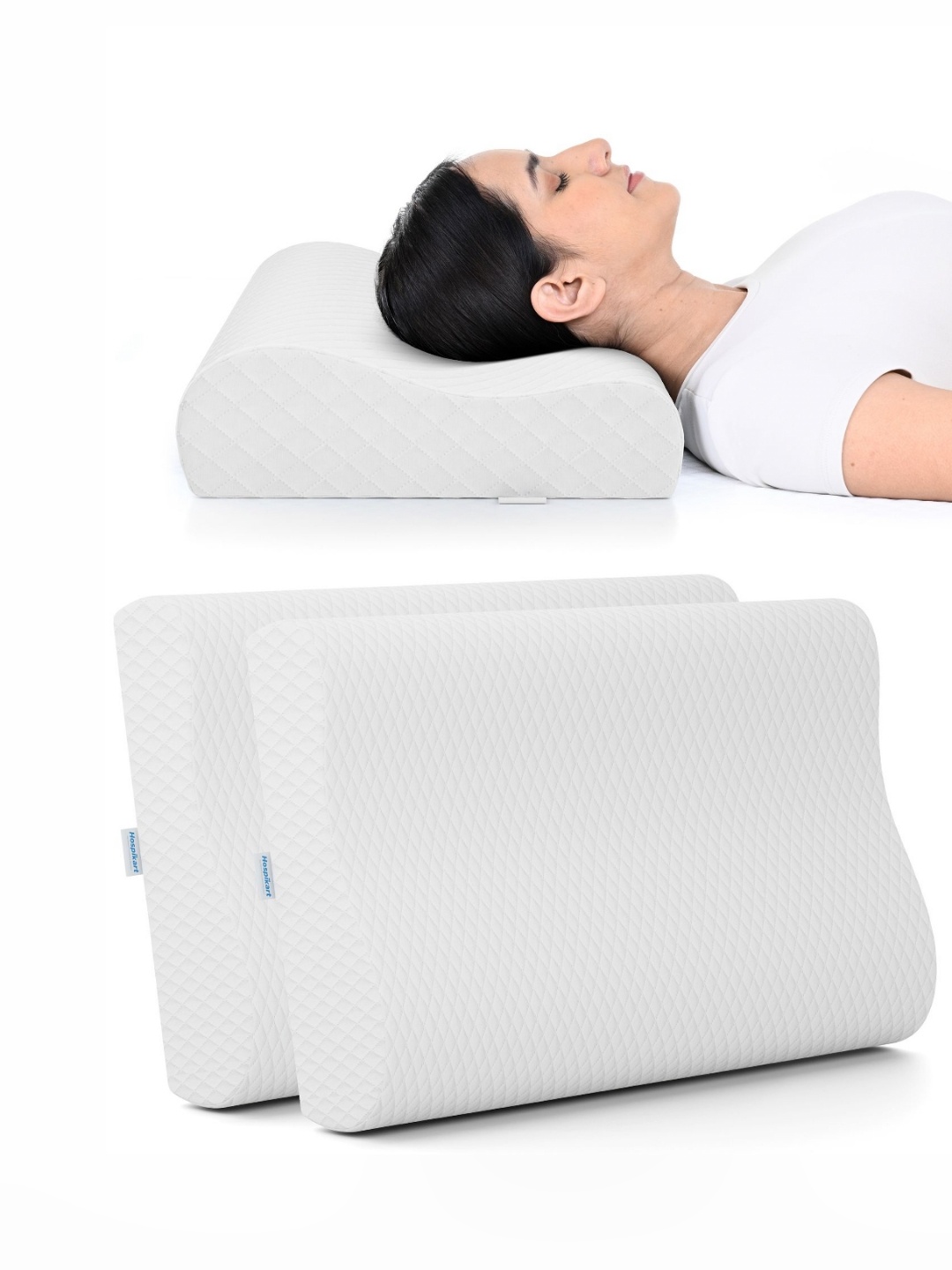 

HOSPIKART White 2 Pieces Memory Foam Filled Breathable Sleep Pillows
