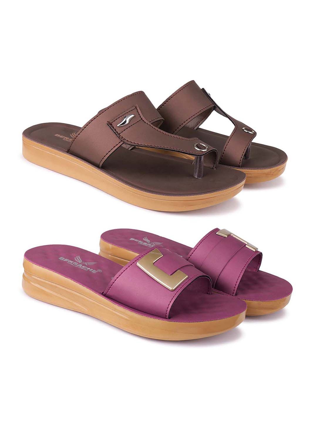 

BERSACHE Women Open Toe Flats, Brown