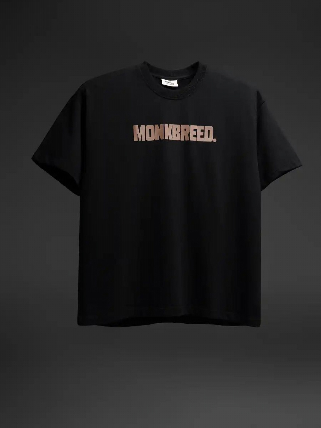 

MONKBREED Men Printed Applique T-shirt, Black