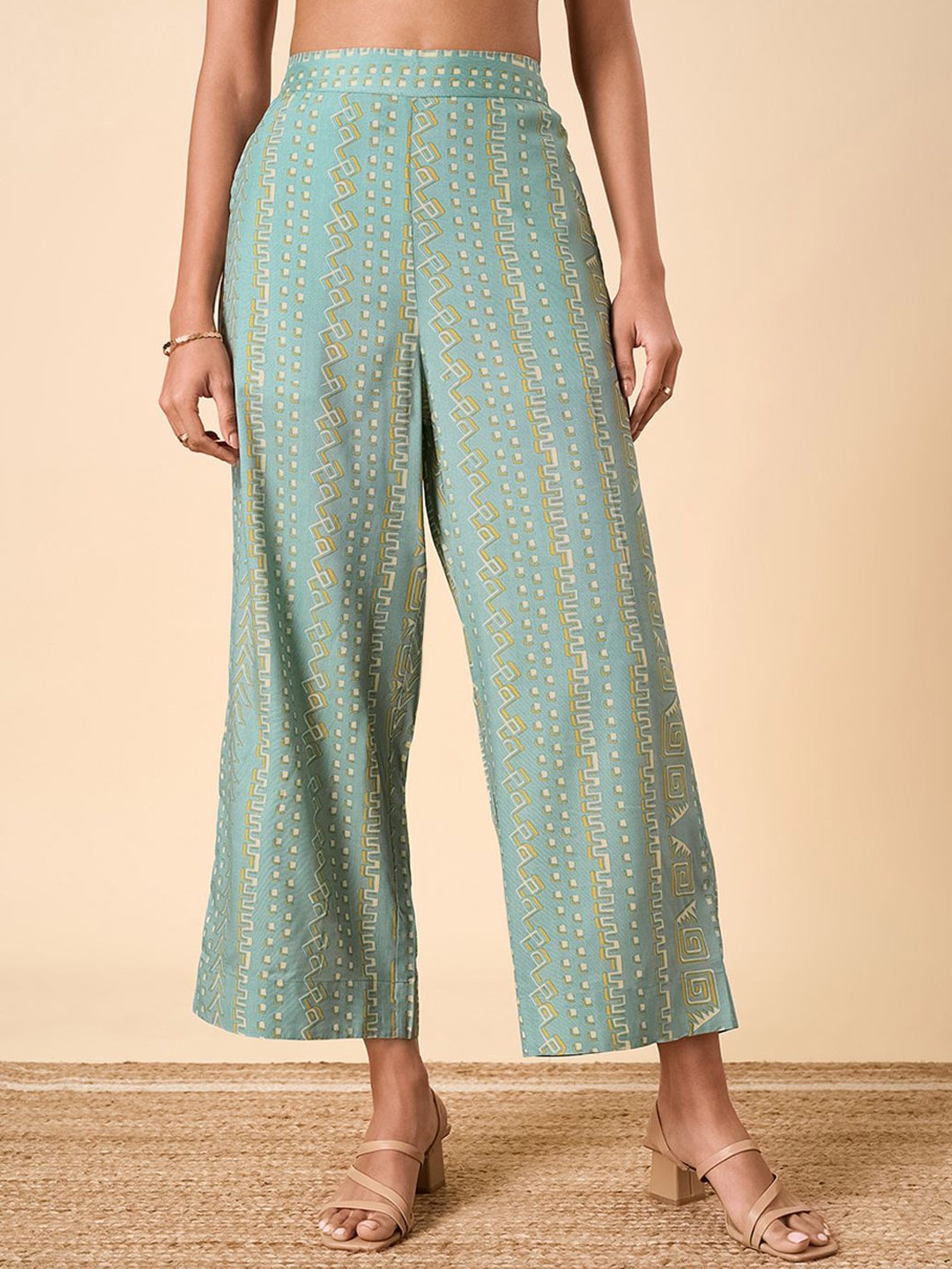 

Marigold Lane Women Ethnic Motifs Culottes Trousers, Blue
