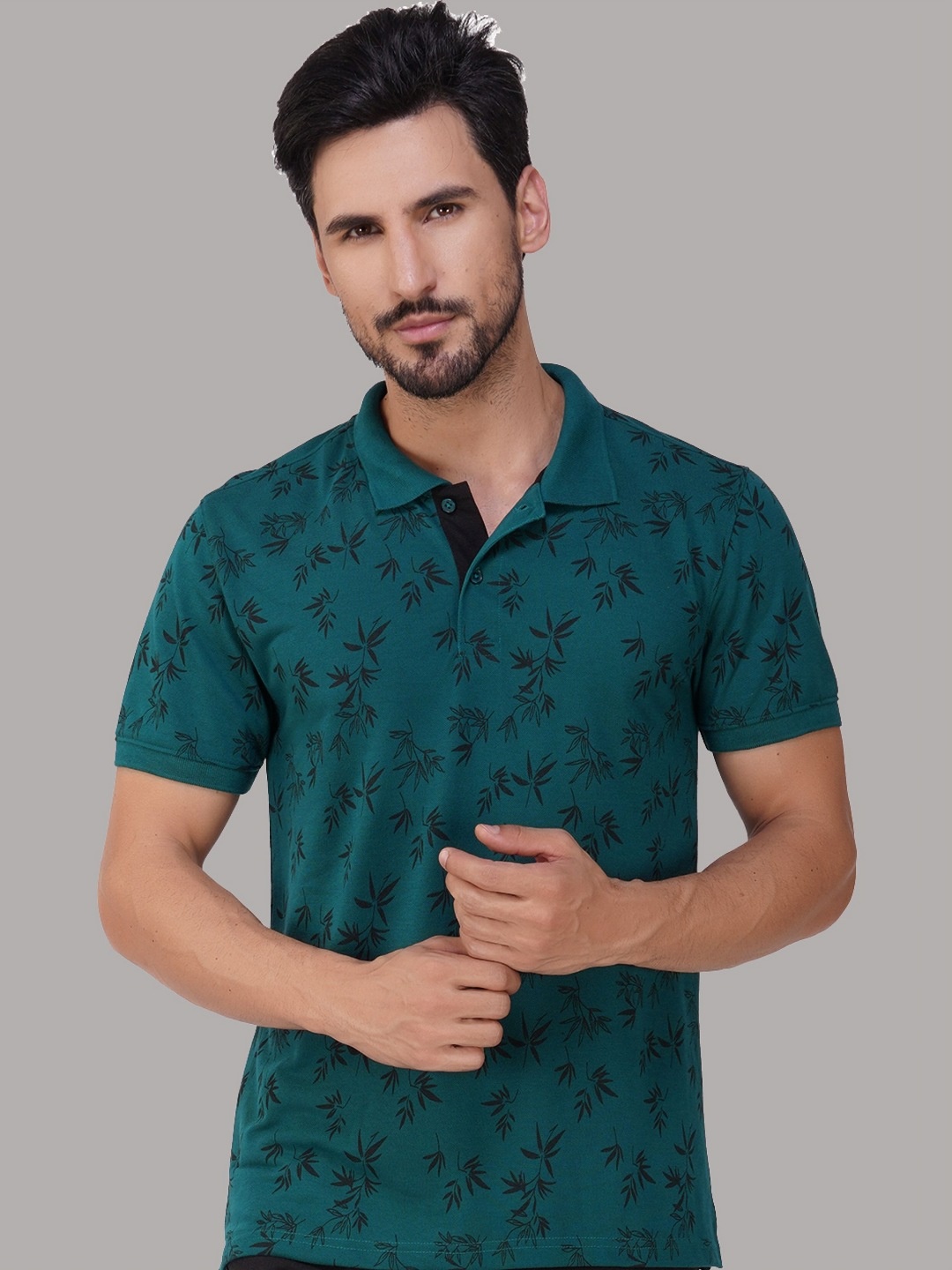 

XFOX Men Printed Polo Collar T-shirt, Blue