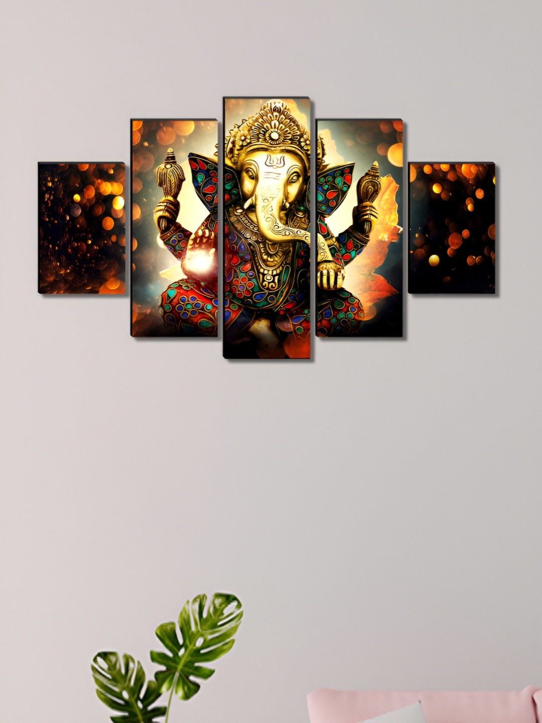 

Aura Gold-Toned & Black 5 Piece Canvas Religious Wall Paintings