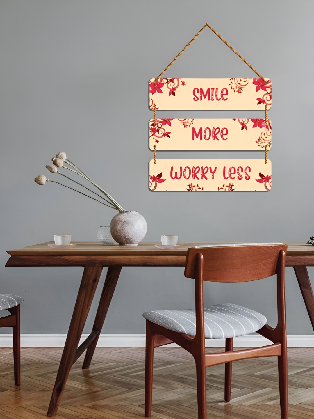 

WallDaddy Beige & Pink Printed Motivational Wooden Wall Hanging