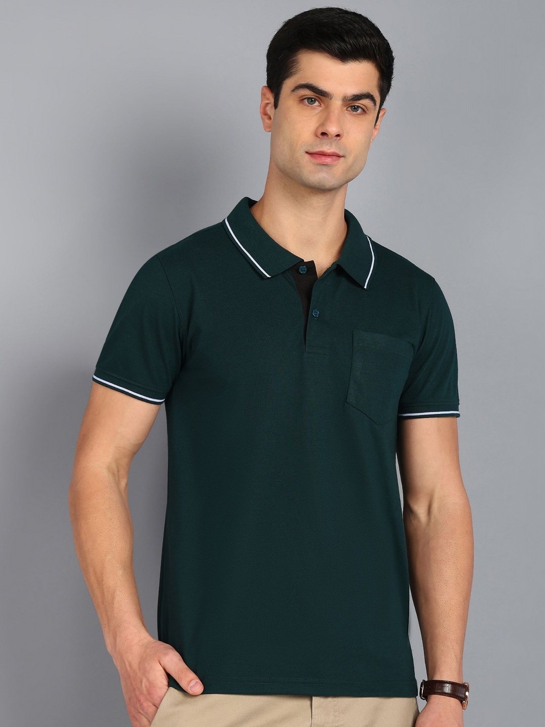 

XFOX Men Polo Collar T-shirt, Green