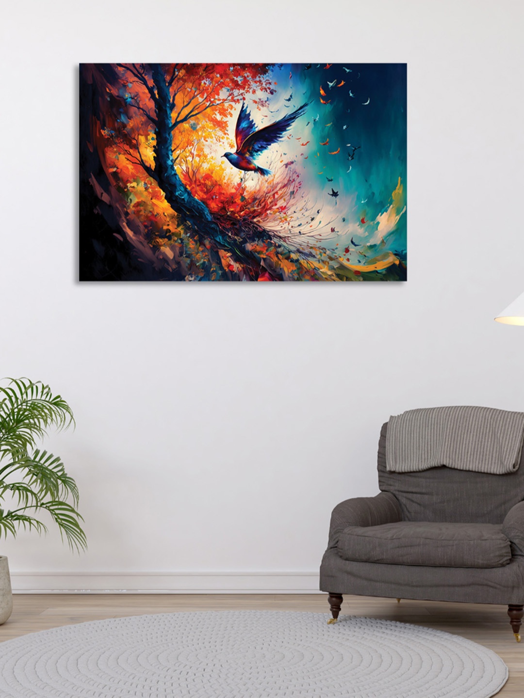 

CVANU Orange & Blue Canvas Wall Painting