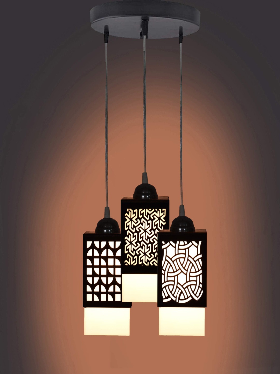 

Gojeeva Black & White Textured Wooden Square Shaped Wall Lamp