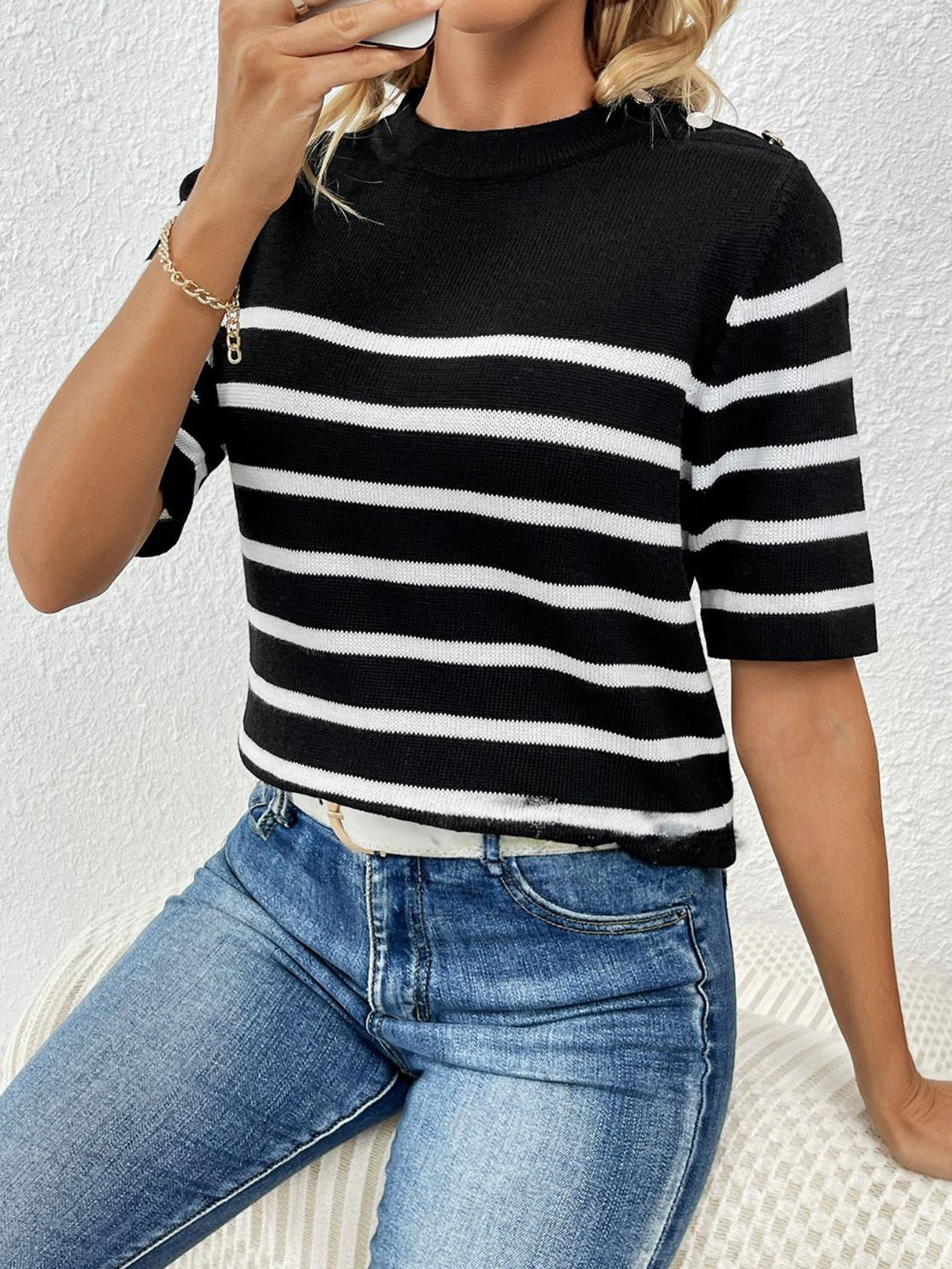 

Oh Rare Striped Top, Black