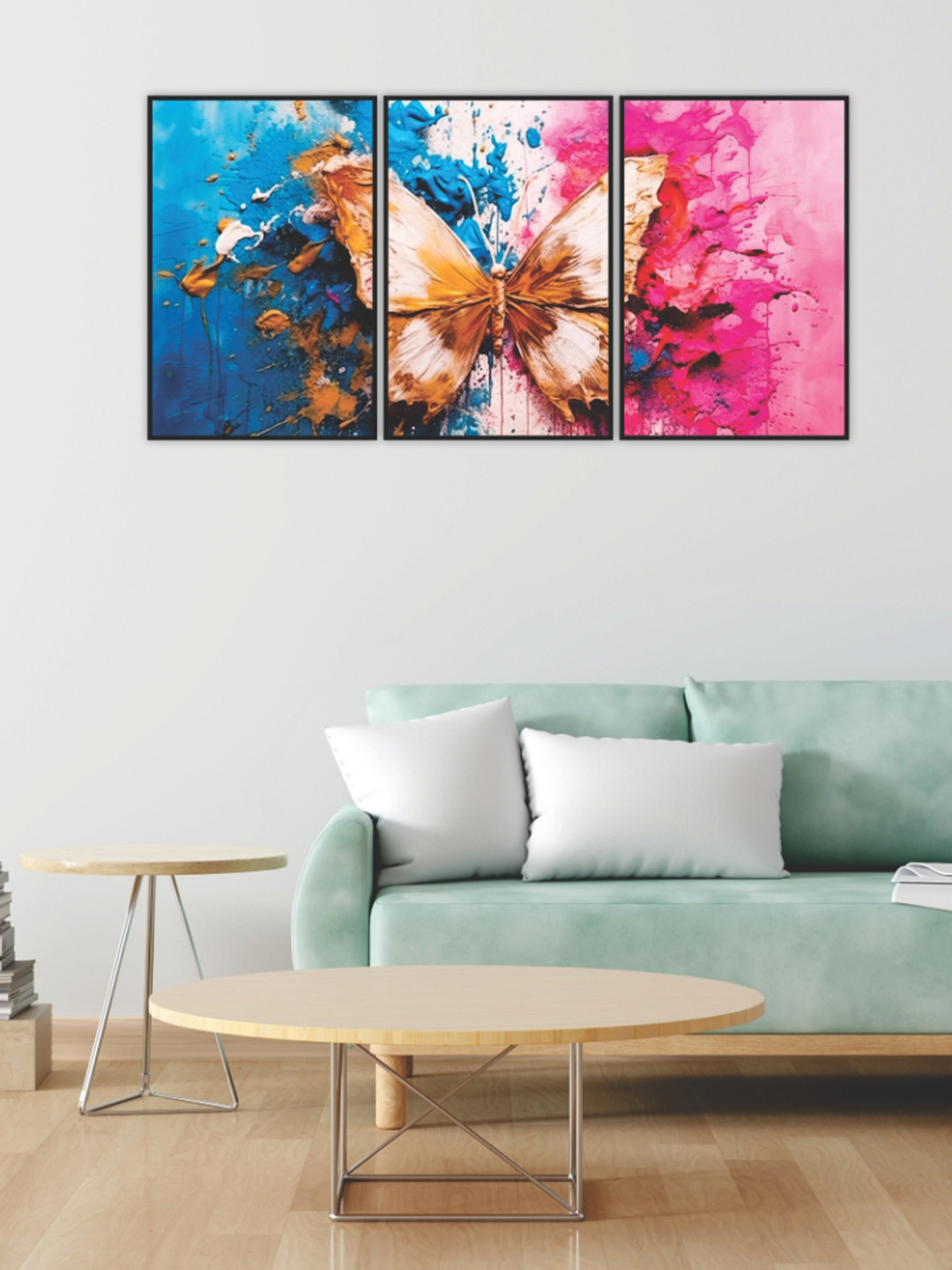 

CVANU Posters Blue And Pink 3 Piece Paper Wall Core