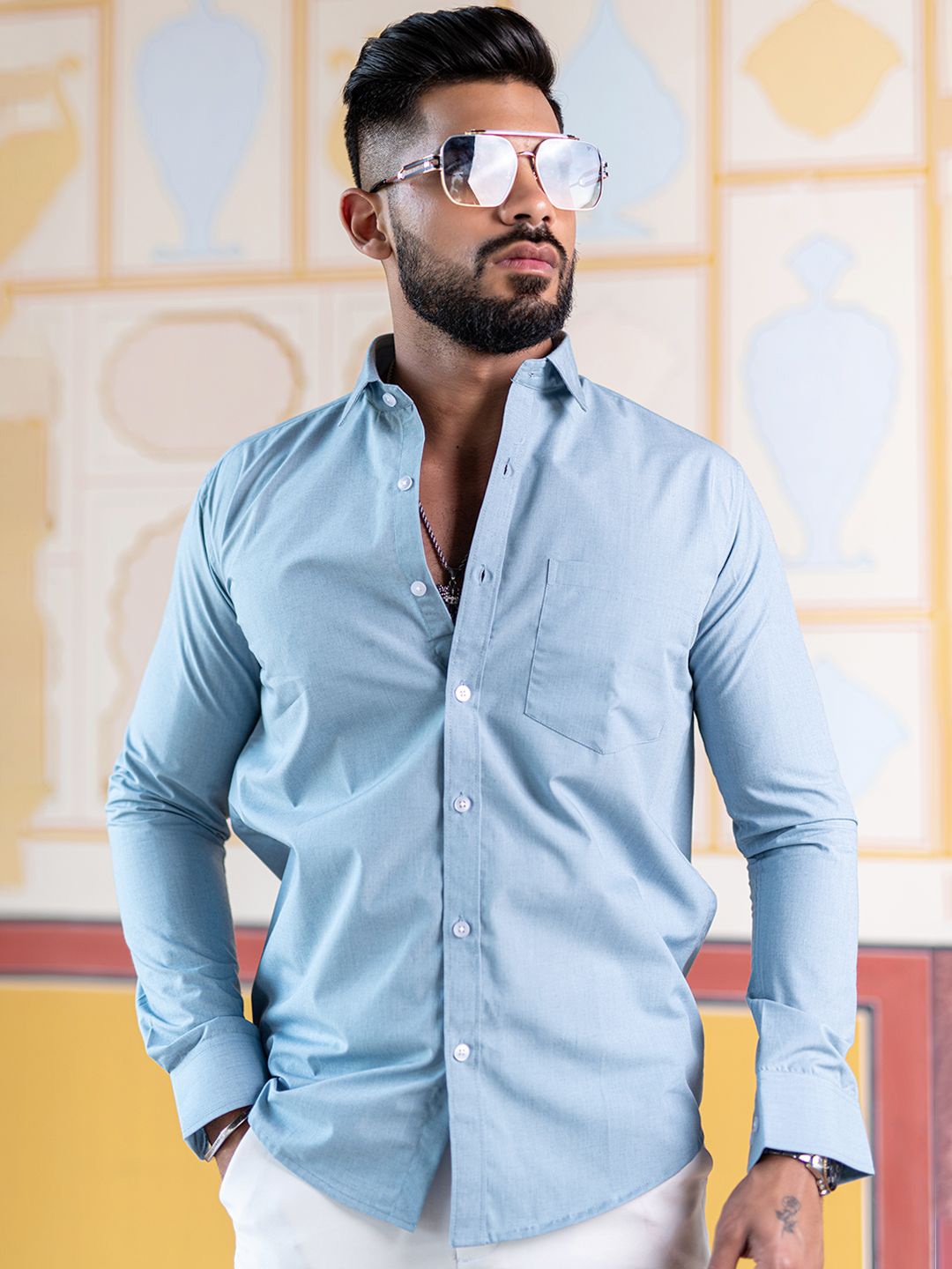 

Tistabene Men Opaque Casual Shirt, Blue