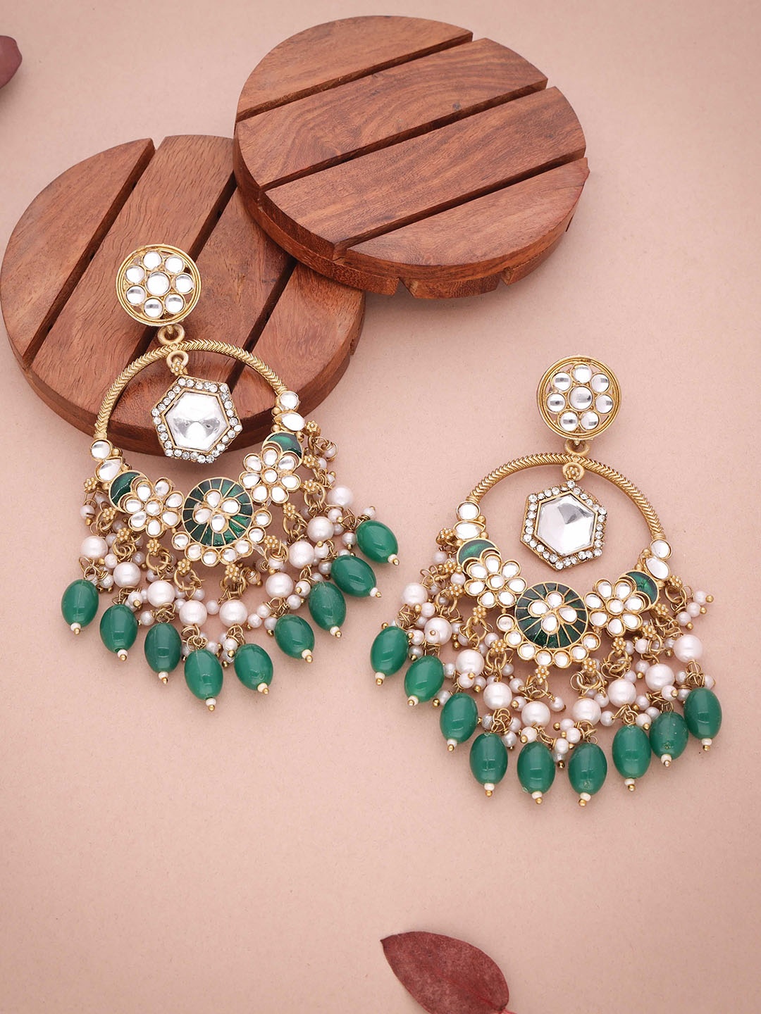 

Anouk Gold Plated Artificial Beads Contemporary Jhumkas
