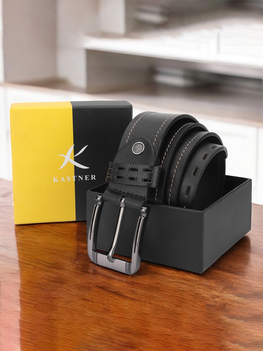 

Kastner Men Leather Formal Belt, Black