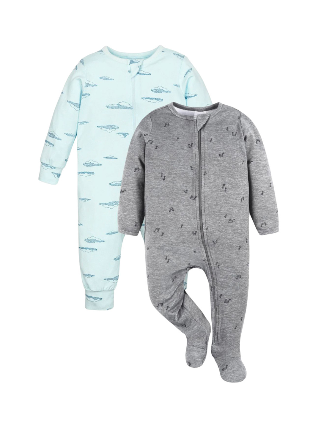

TuddyBuddy Unisex Kids Pack of 2 Printed Sleepsuit, Grey