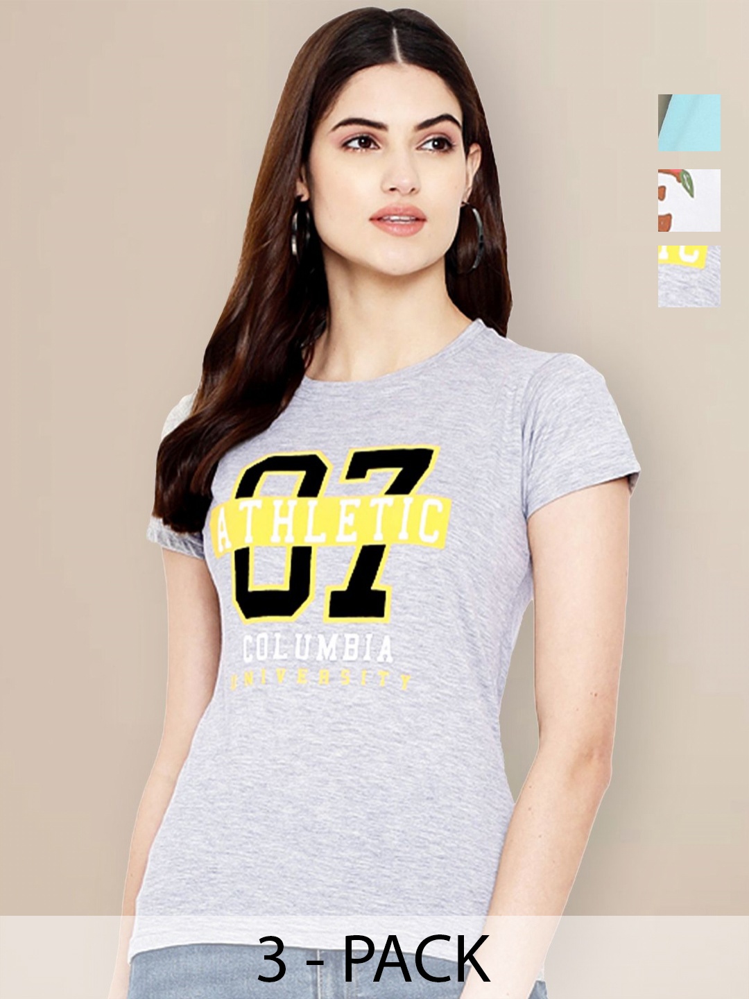 

Metronaut Women Typography 3 Printed Applique T-shirt, Multi