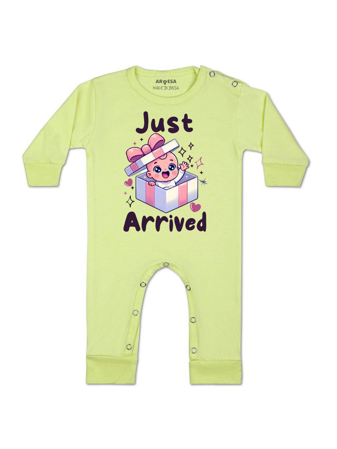 

Arvesa One Month Baby Boy Printed Baby Romper, Yellow