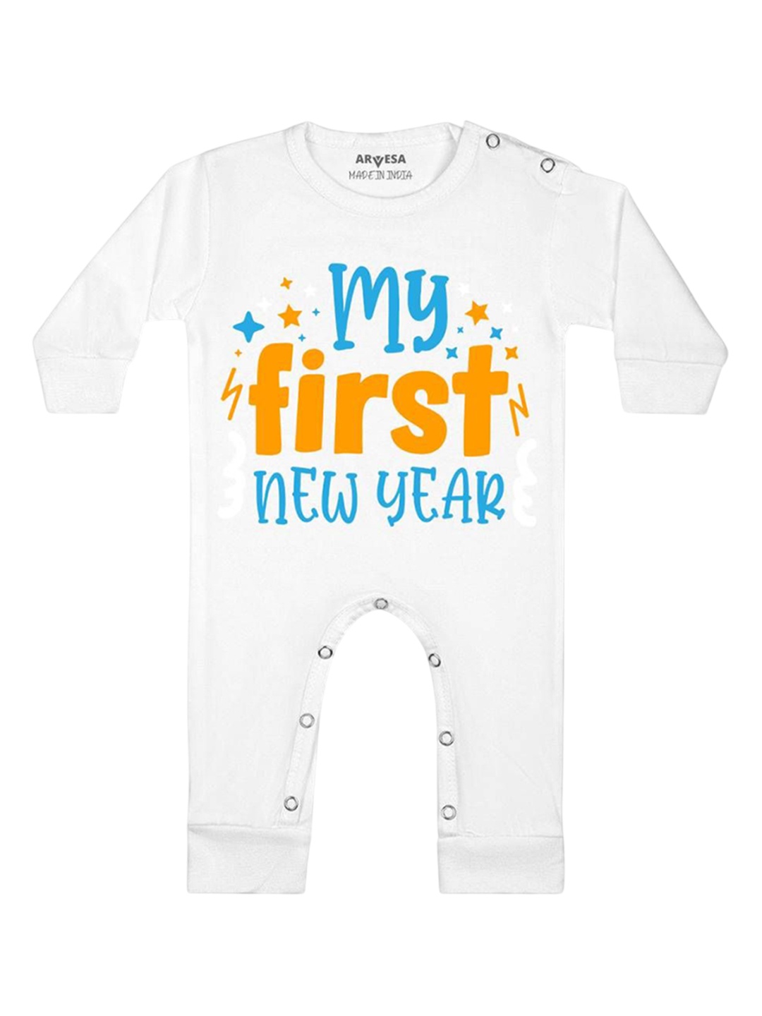 

Arvesa First New Year Printed Baby Romper, White