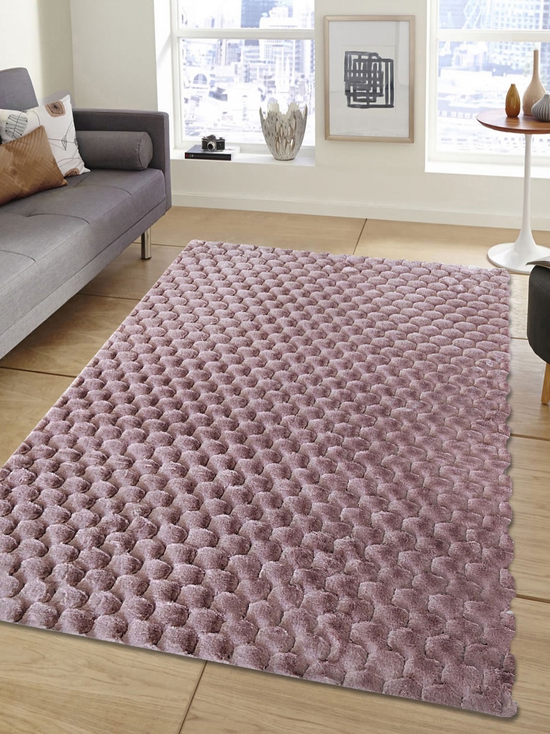 

OBSESSIONS Purple Solid Anti-Skid Polyester Carpet