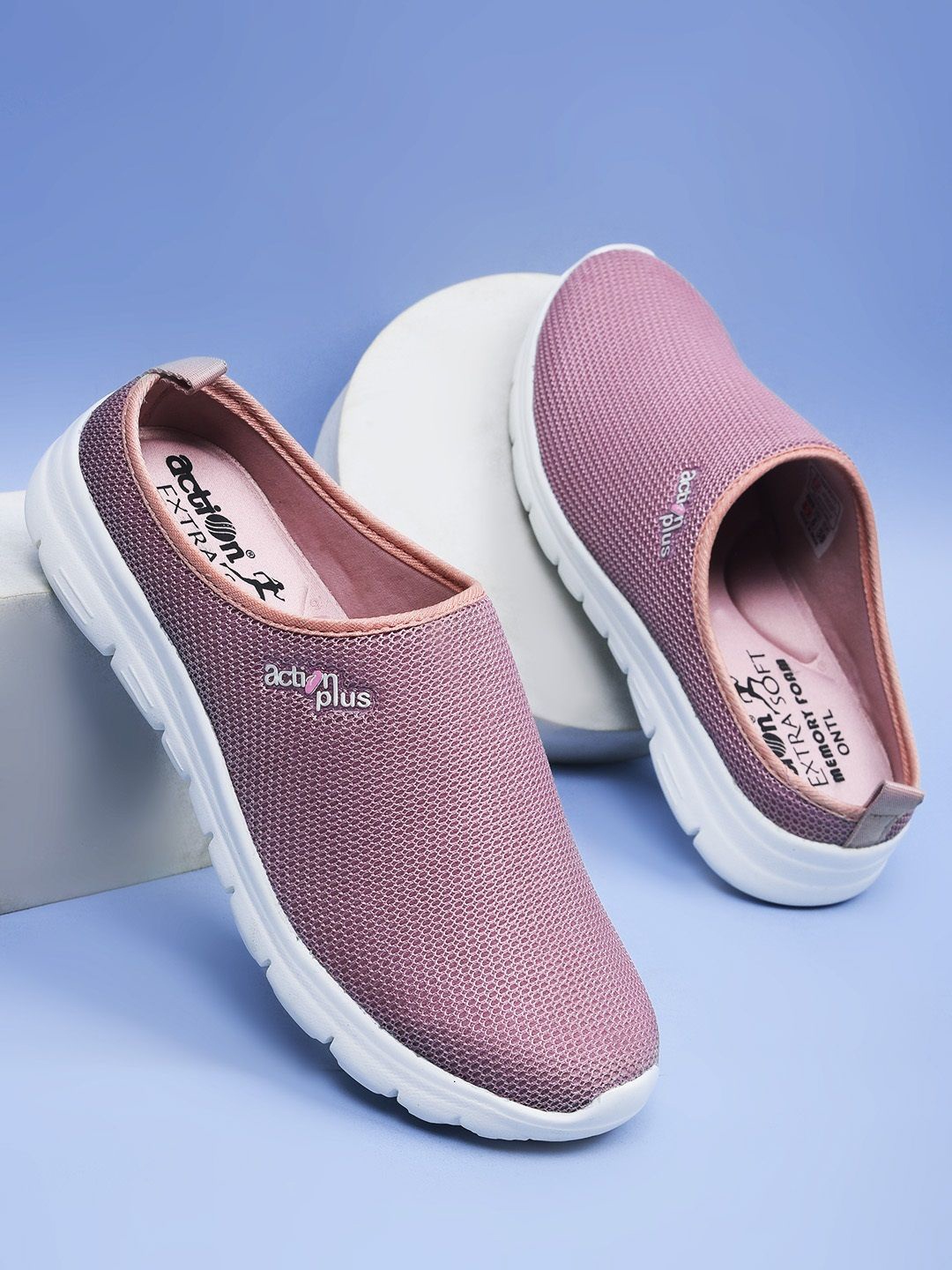 

Action Women Woven Design Mule Slip-On Sneakers, Pink