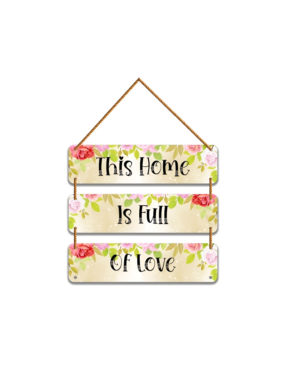 

WallDaddy Beige & Green Printed Wooded Wall Hanging Decor