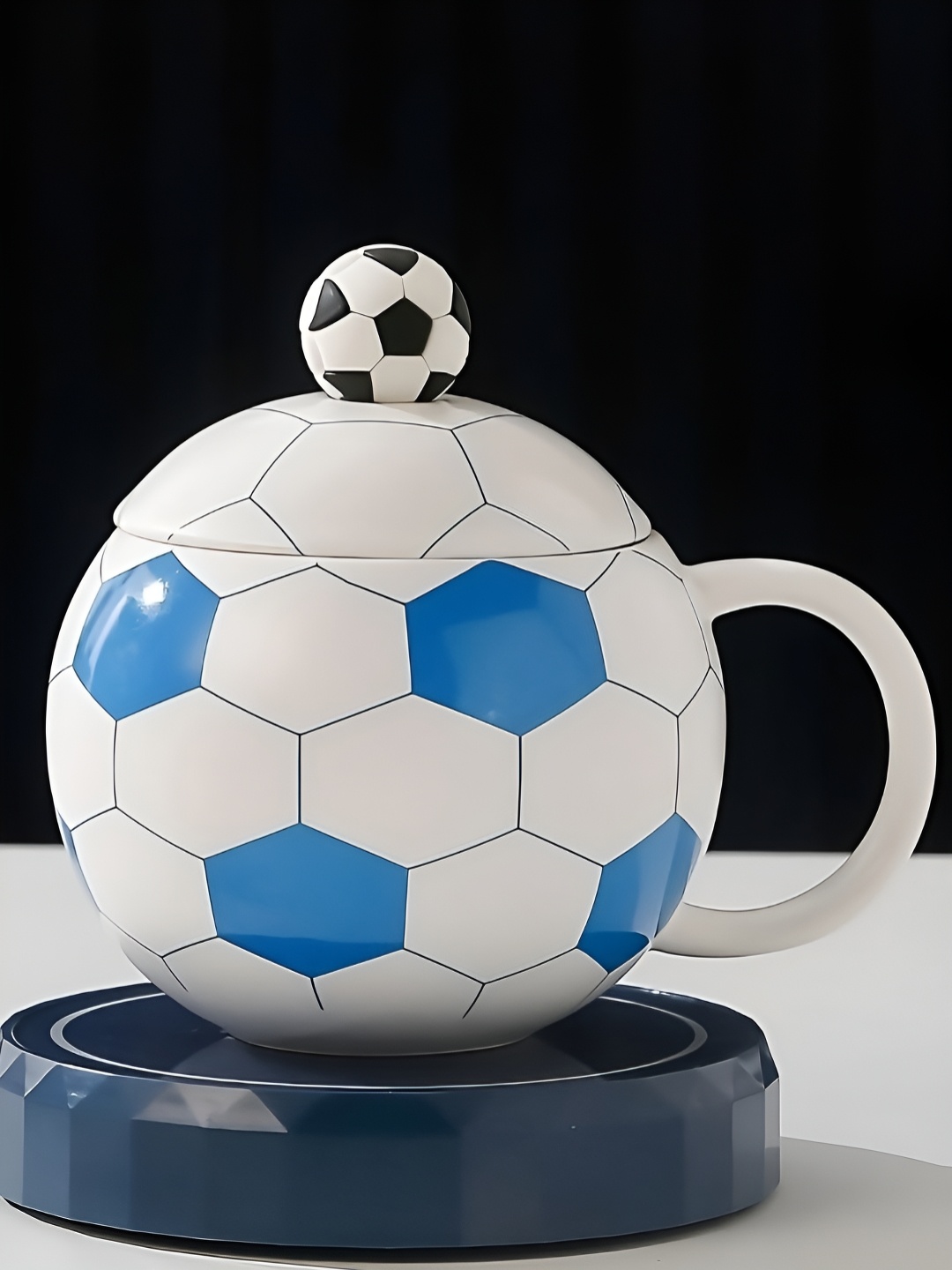 

BonZeaL Blue & White Checked Printed Ceramic Glossy Mug 400 ml