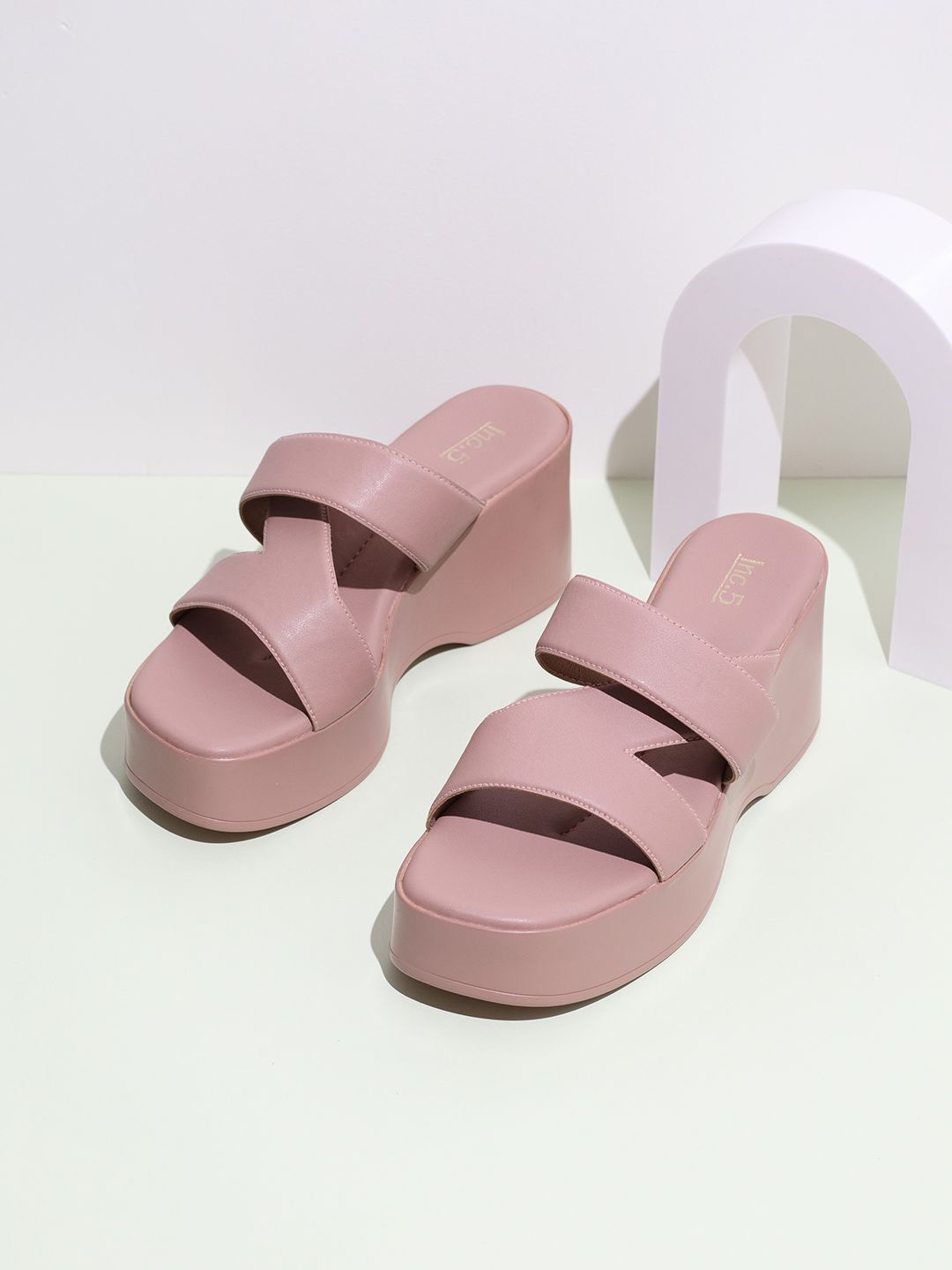 

Inc 5 Striped Party Block Sandals, Peach