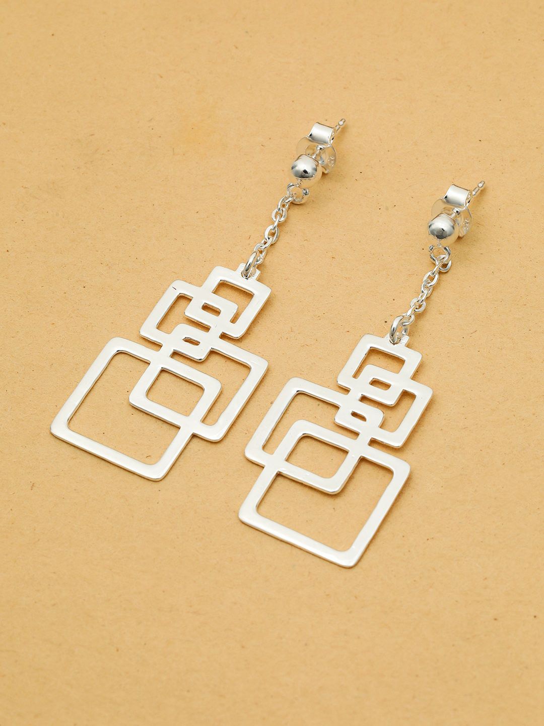 

MAIRA 925 Sterling Silver Rhodium-Plated Geometric Shaped Drop Earring