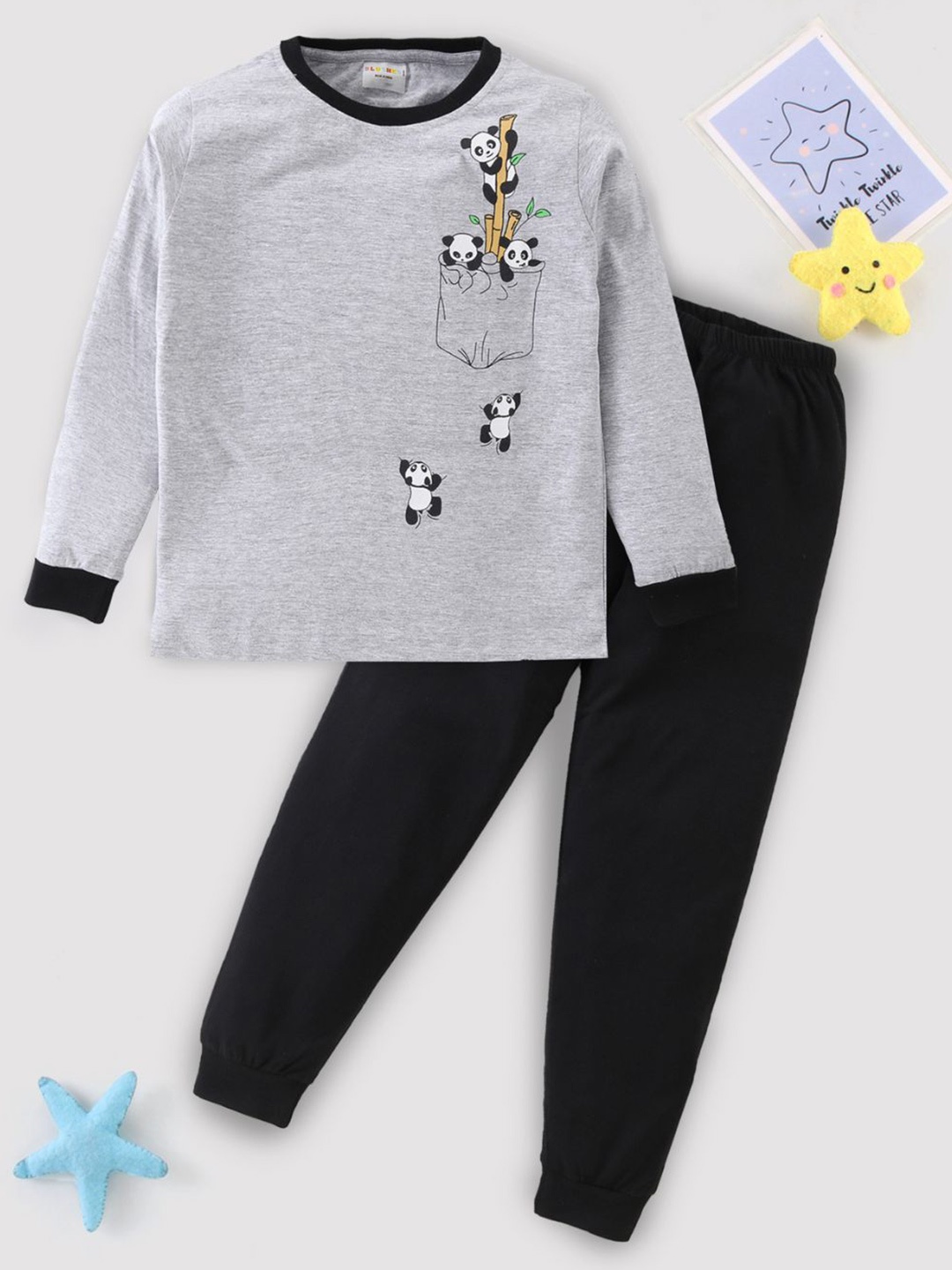 

BLUSHES Unisex Kids T-shirt with Pyjamas, Grey melange