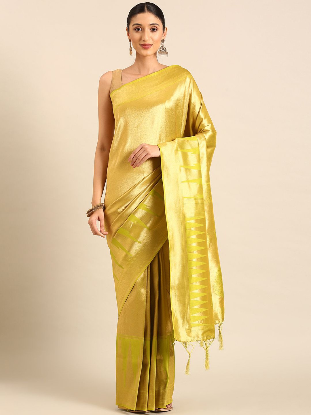 

DIVASTRI Woven Design Zari Silk Blend Designer Banarasi Saree, Green