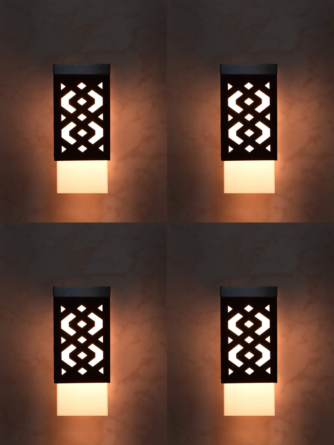 

Gojeeva Black & White 4 Pieces Textured Square Shaped Wooden Ceiling Wall Lamps