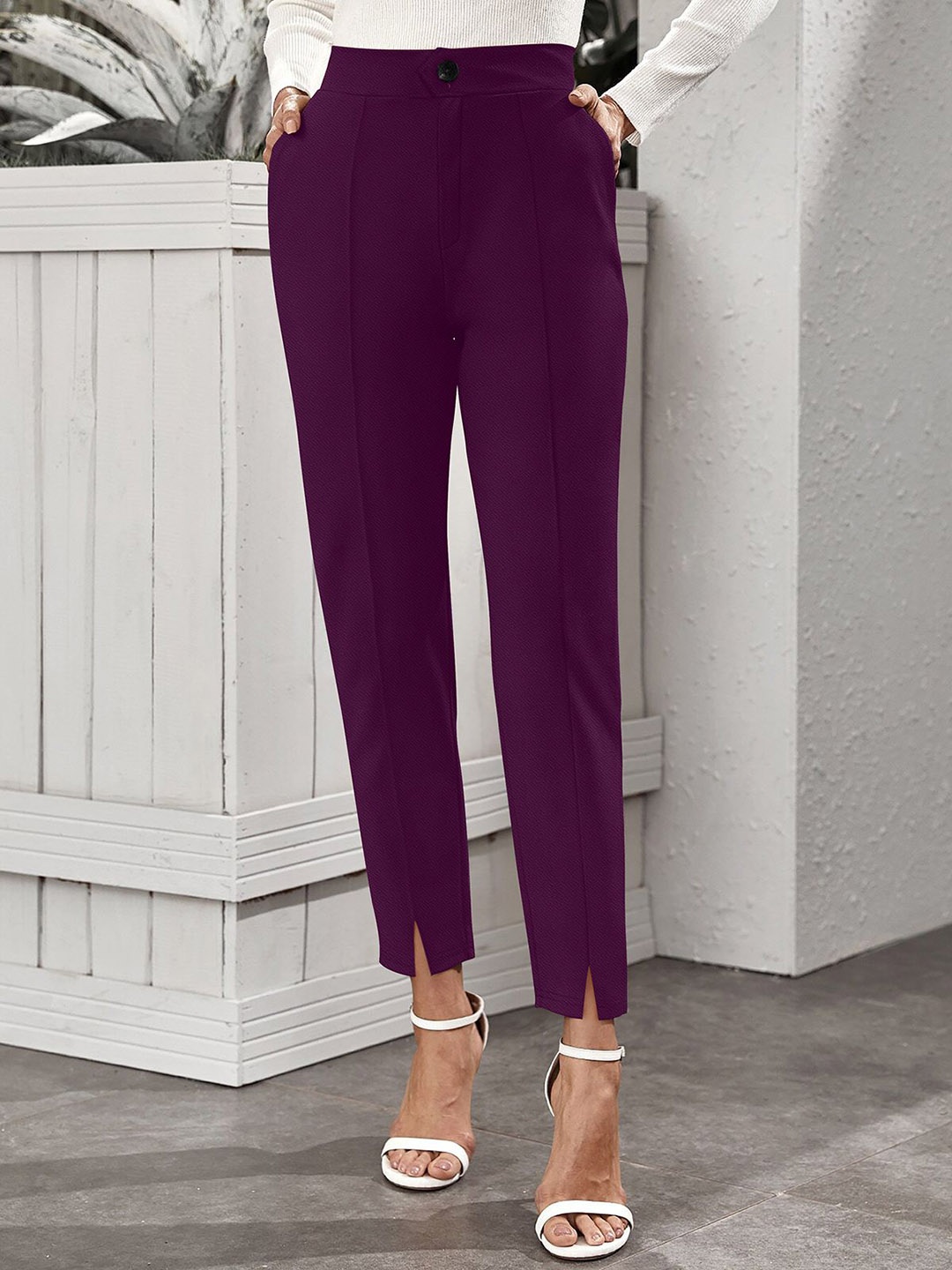 

CORSICA Women Relaxed Fit Original Korean Pants, Violet