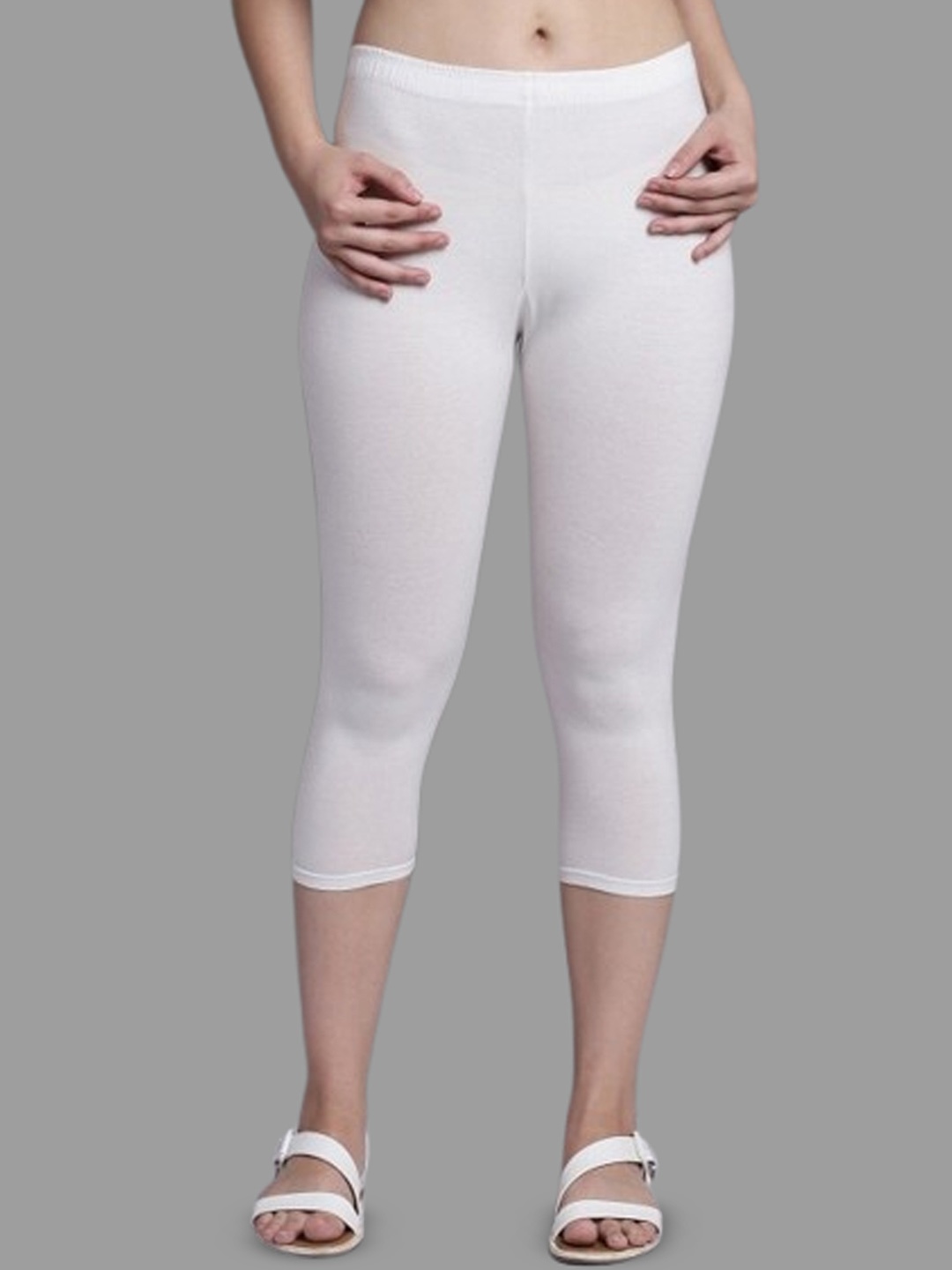 

Trend Level Mid Rise Three-Fourth Length Leggings, White