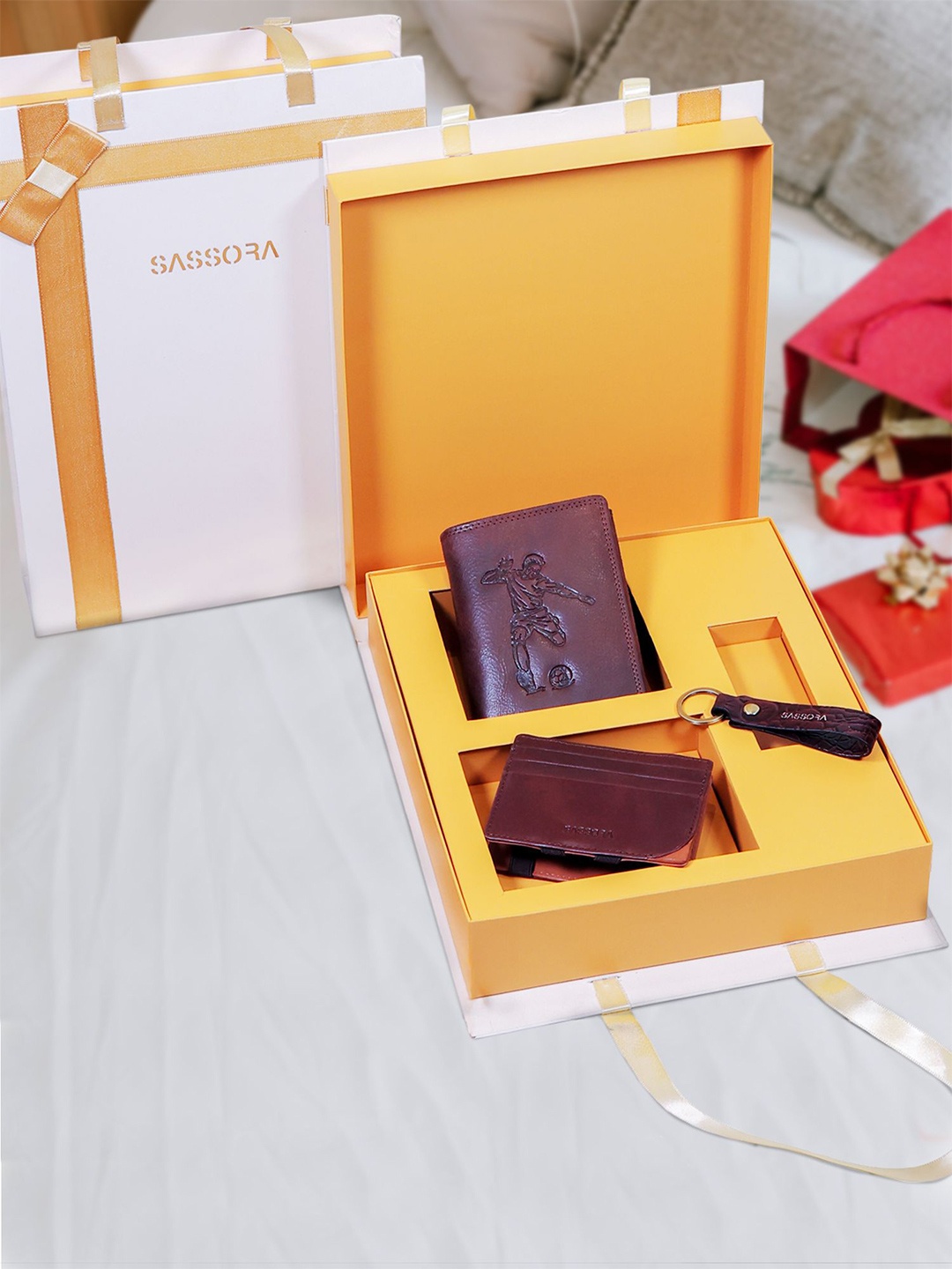 

Sassora Men Accessory Gift Set of, Brown