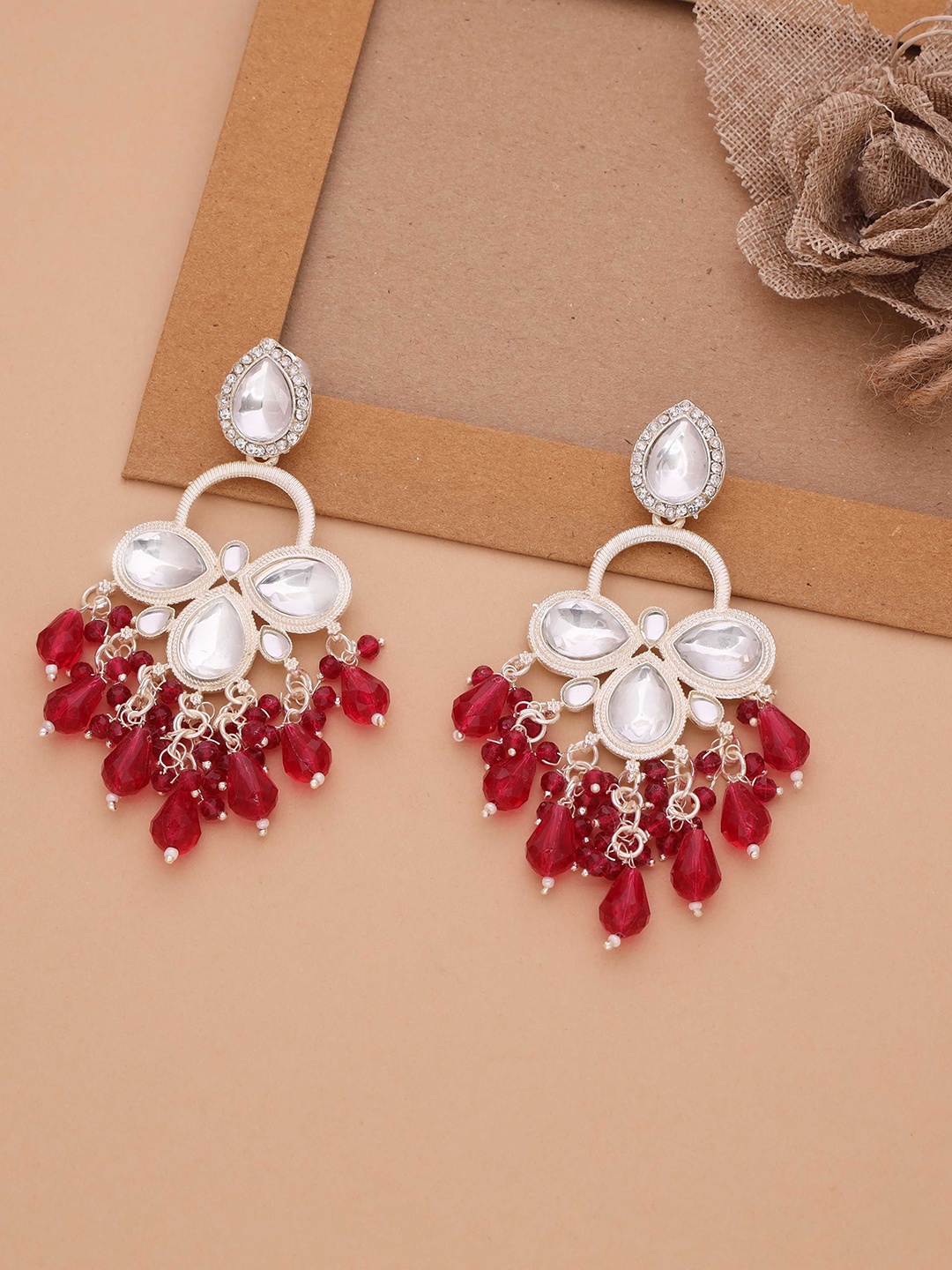 

Anouk Silver-Plated Artificial Beads Contemporary Jhumkas