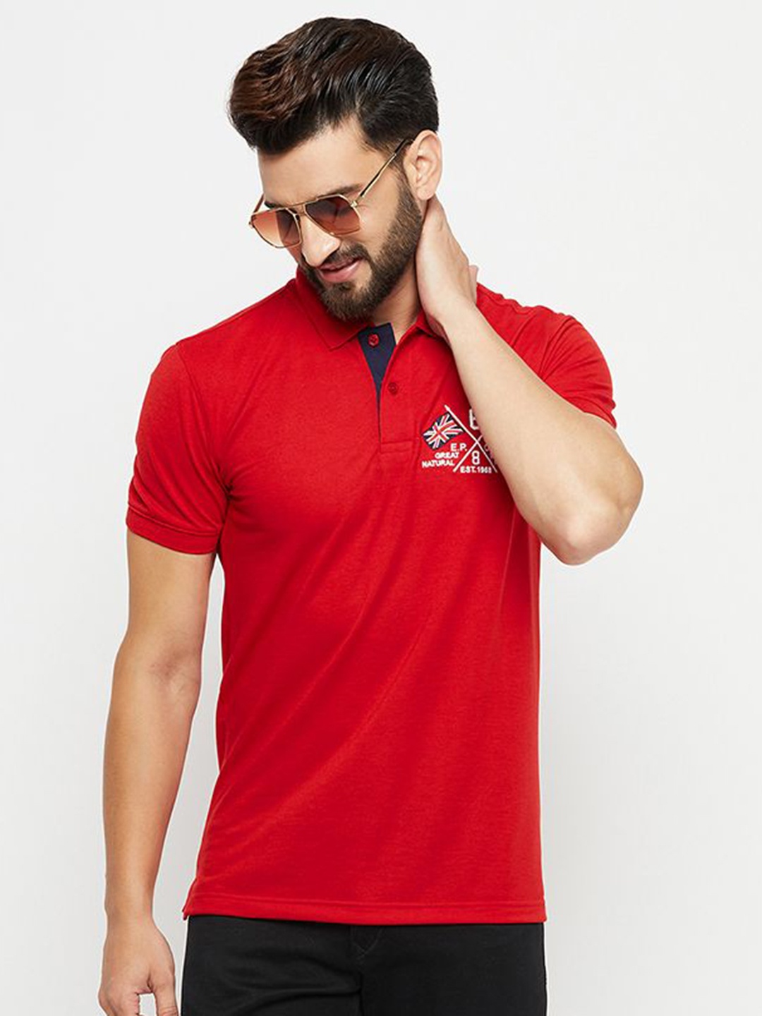 

XFOX Men Polo Collar T-shirt, Red