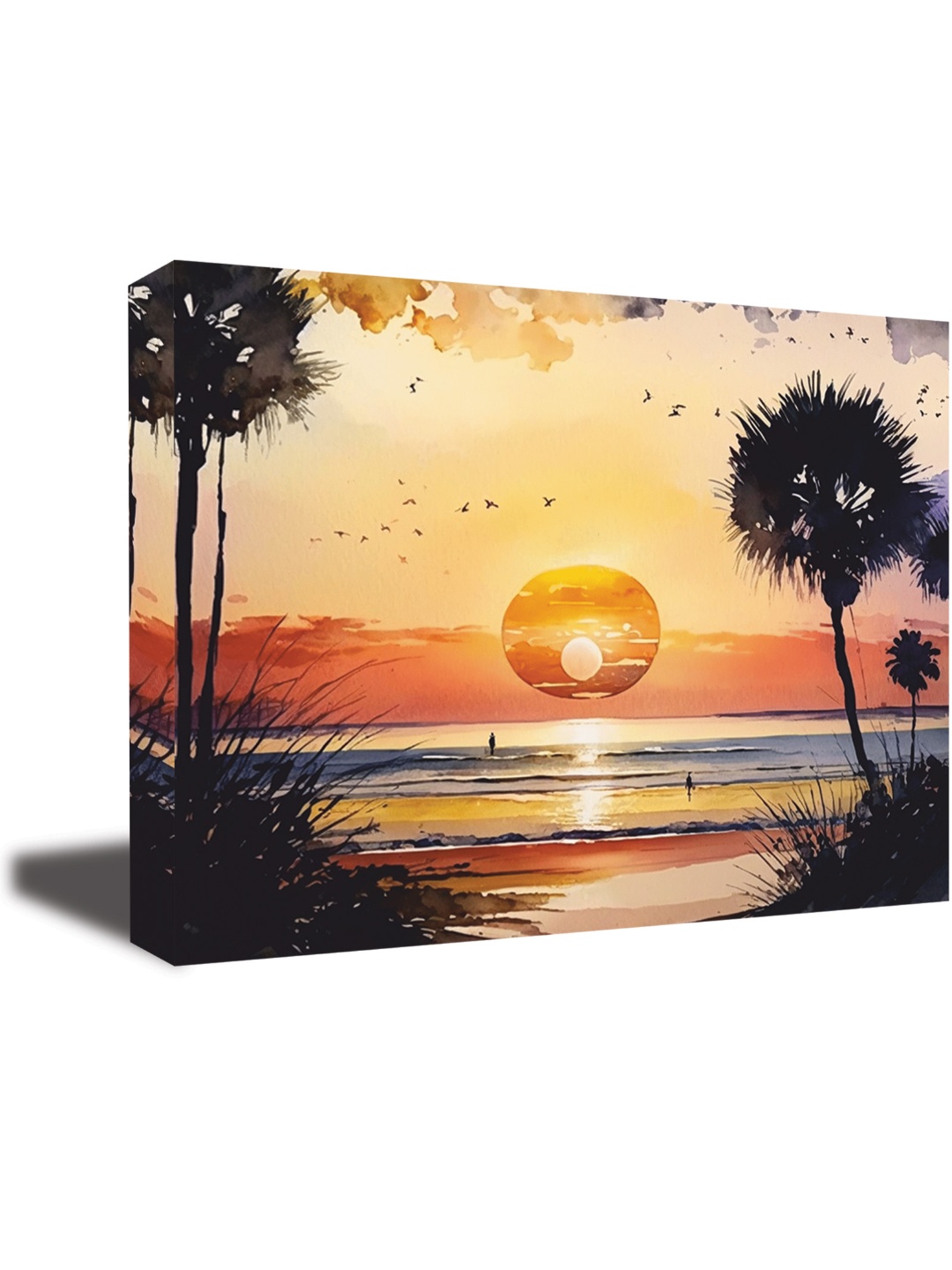 

CVANU Orange & Blue Canvas Painting Wall Art
