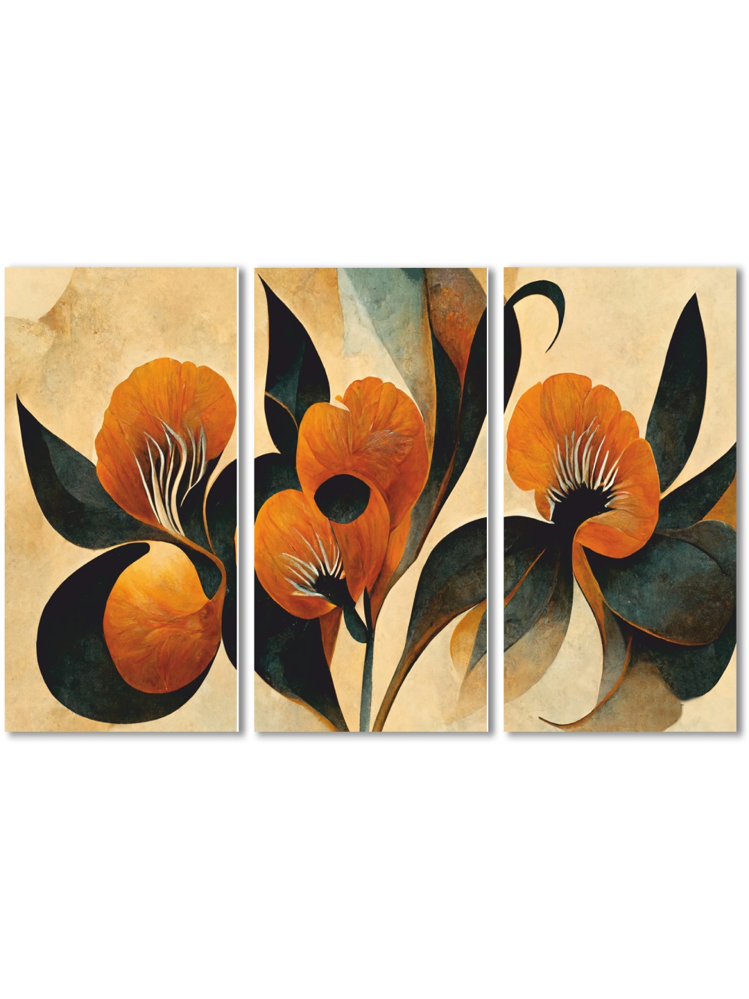 

CVANU Yellow& Blue 3-Pcs Floral &Botanical Canvas Wall Paintings