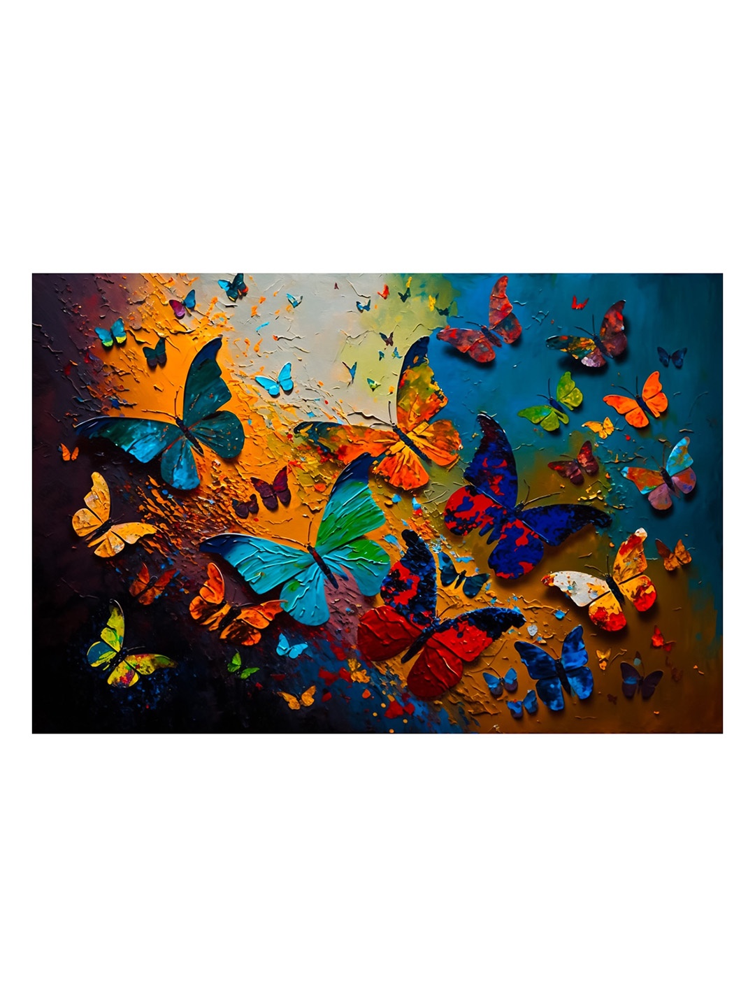 

CVANU Orange & Blue Birds & Animals Canvas Paintings Wall Art