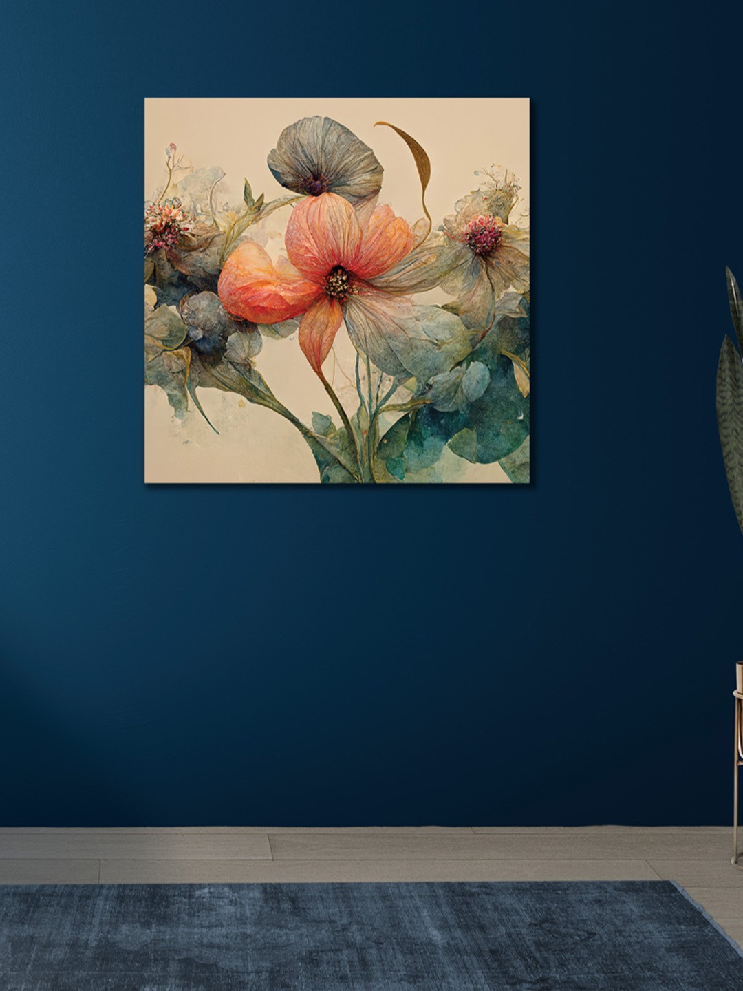 

CVANU Green & Beige Floral & Botanical Canvas Painting Wall Art