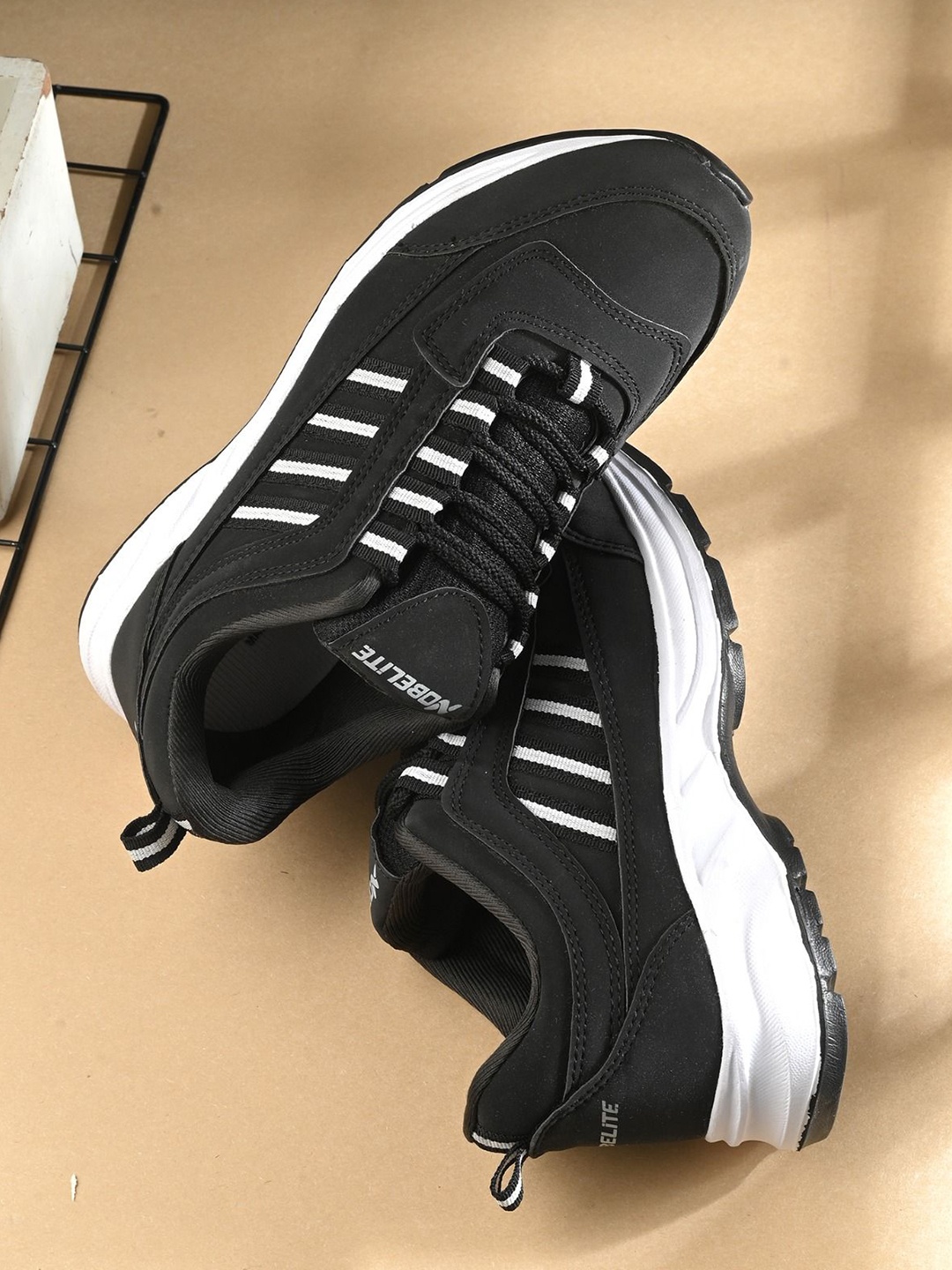 

NOBELITE Men Running Non-Marking Shoes, Black