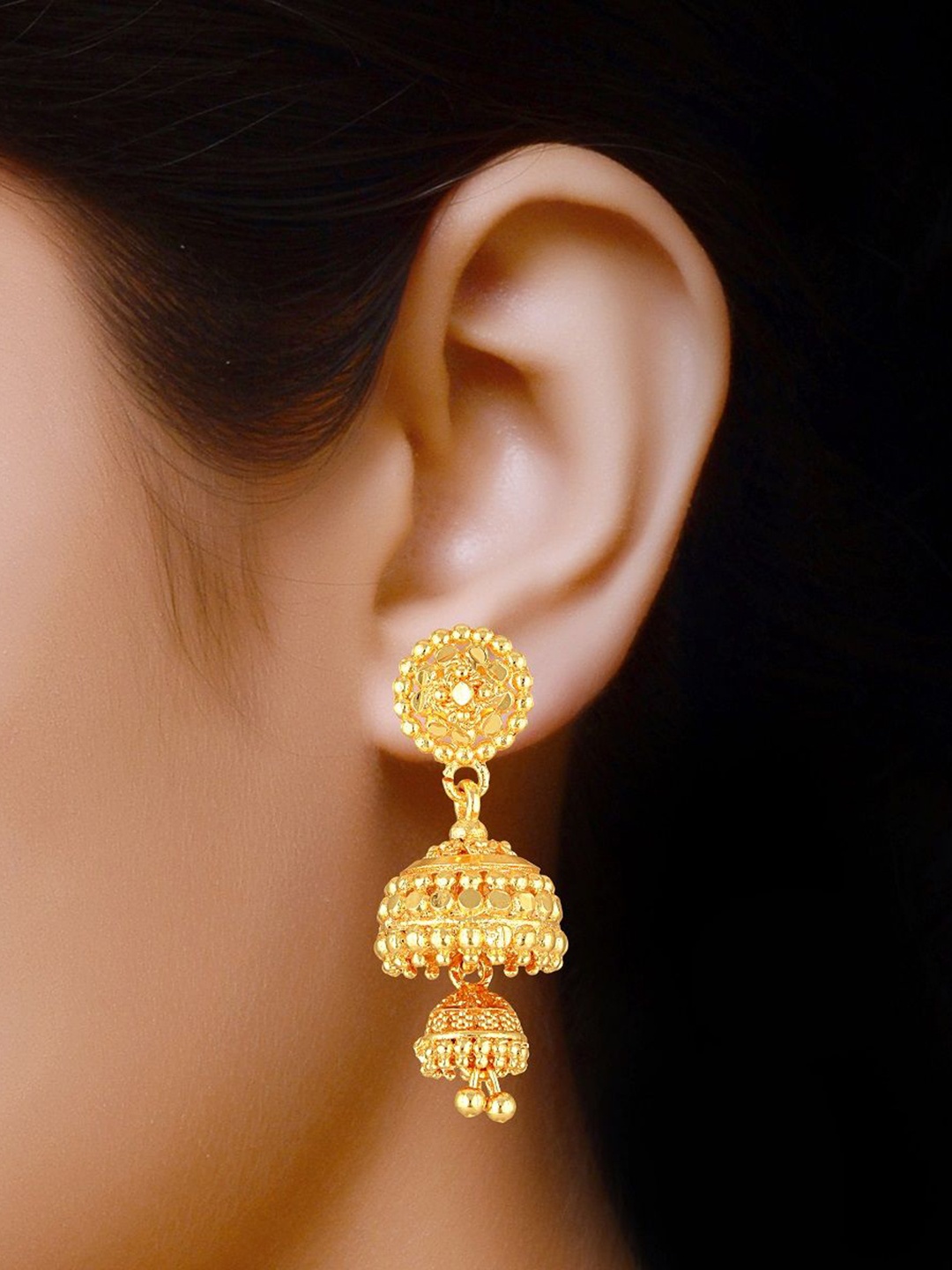 

DIVASTRI Contemporary Jhumkas Earrings, Gold