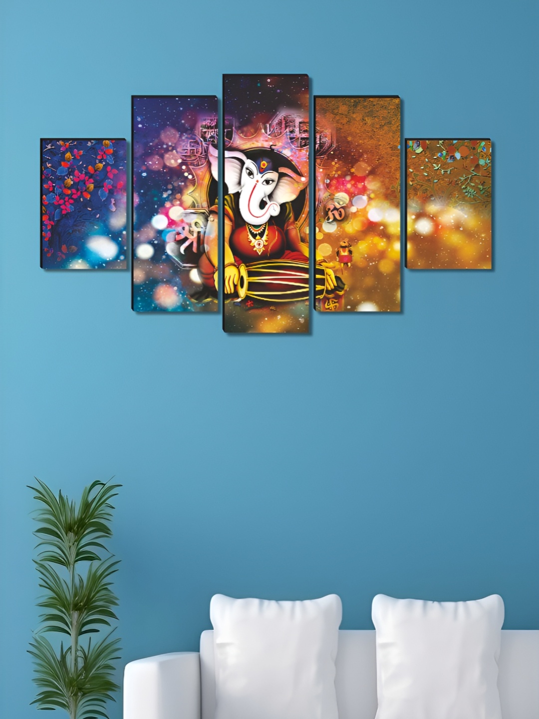 

Aura Brown & Blue 5 Piece Canvas Religious Wall Paintings