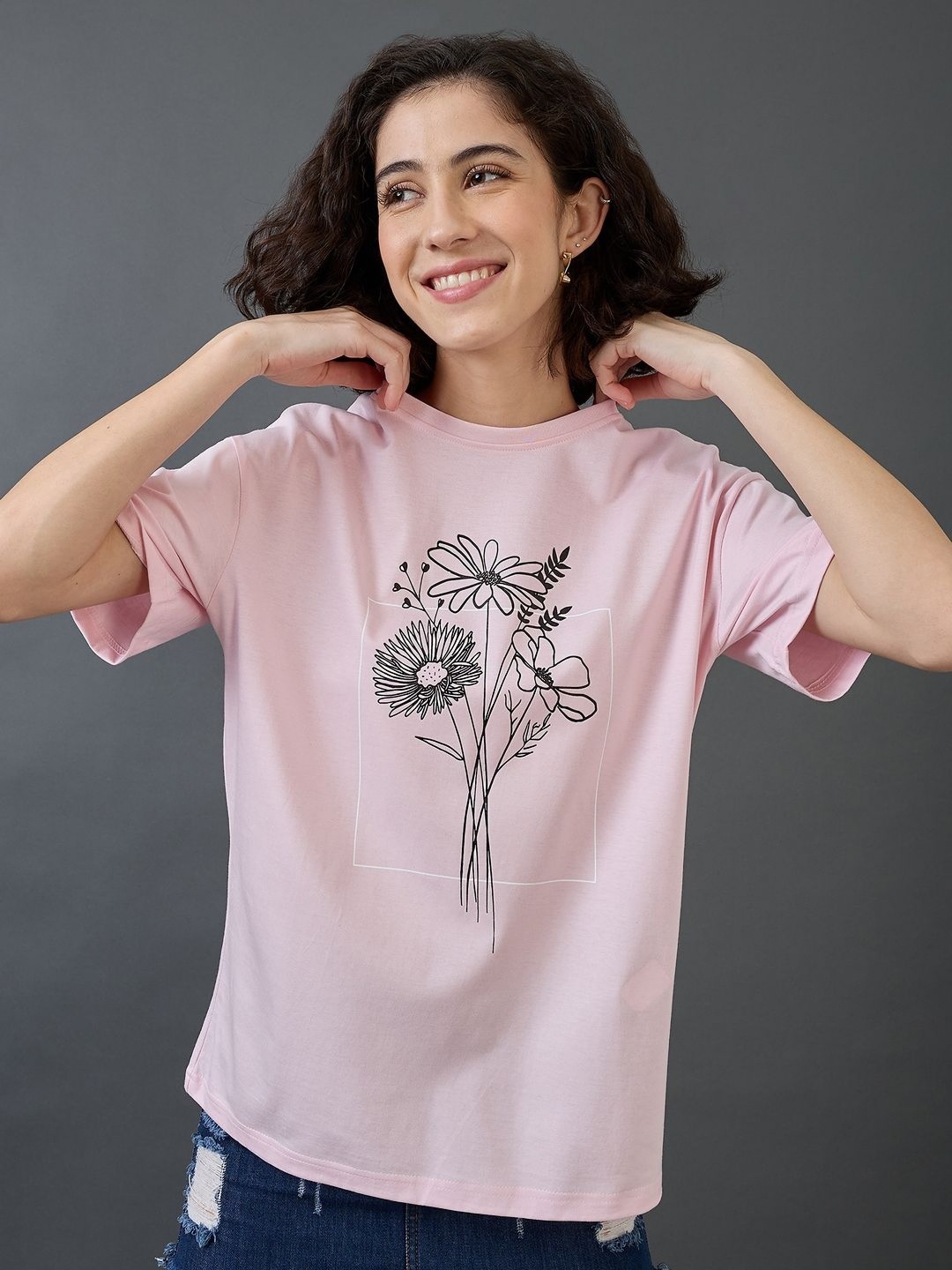 

Mast & Harbour Women Printed Cut Outs T-shirt, Pink