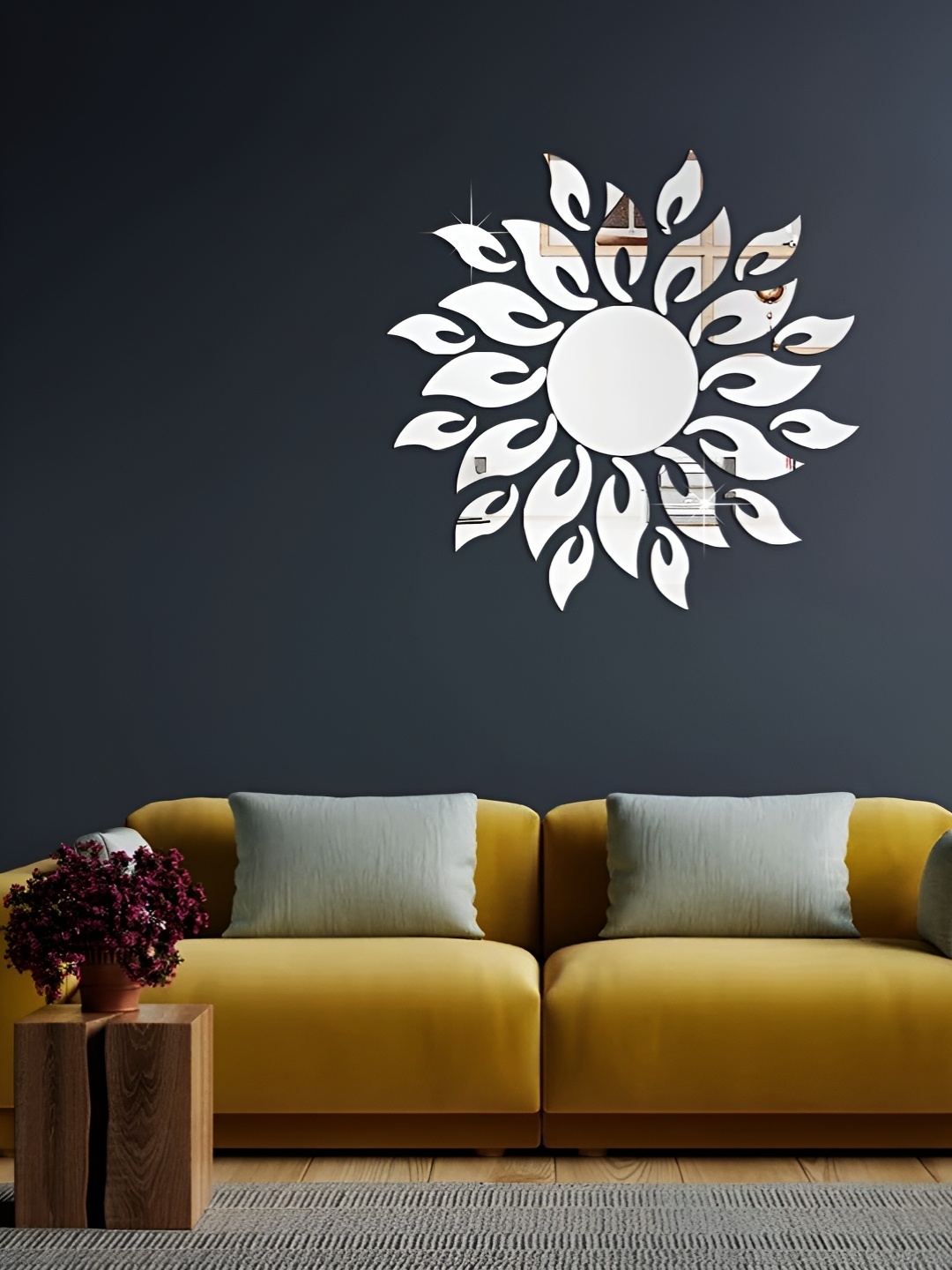 

WallDaddy Silver Toned Sun Mirror WallSticker