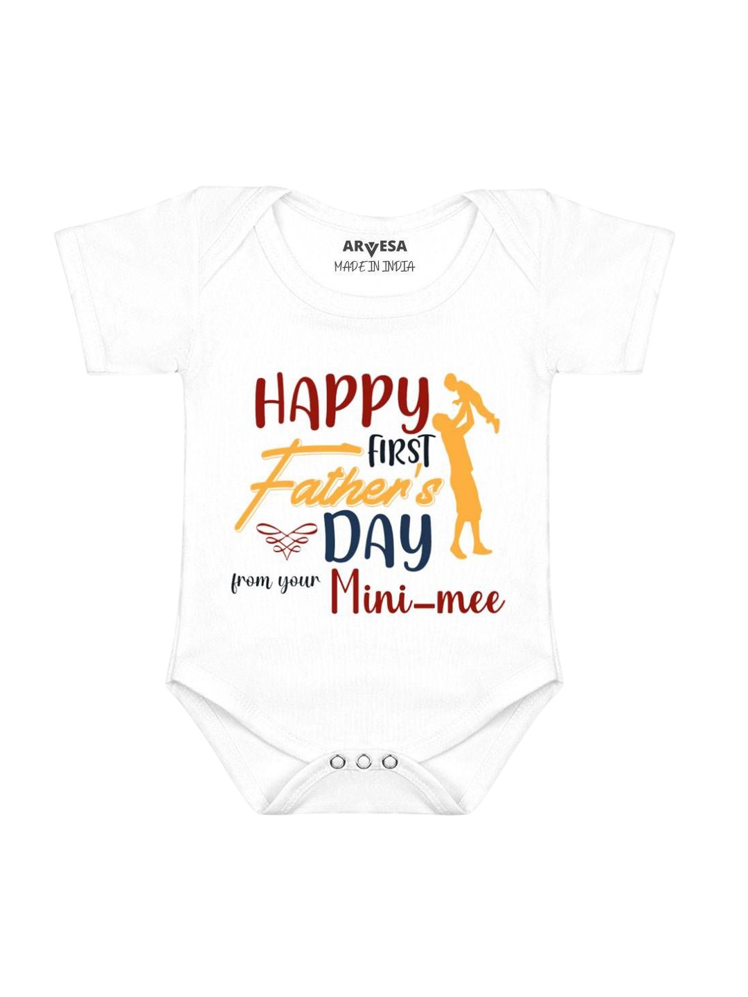 

Arvesa Kids Happy Father Days Printed Envelope Neck Short Neck Romper, White