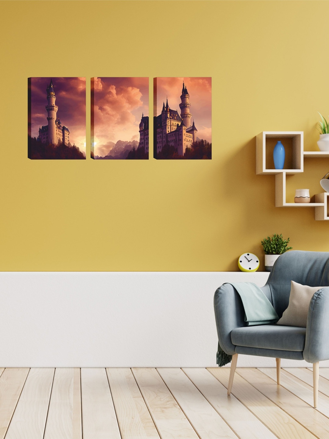 

CVANU Beige Orange 3 Piece Canvas Wall Paintings