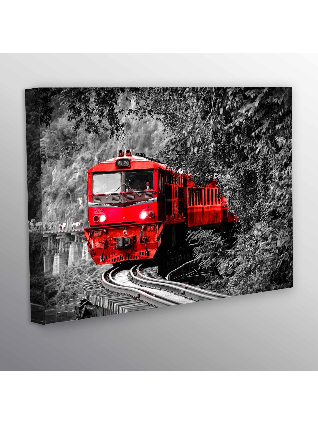 

CVANU Grey & Red Abstract Canvas Painting Wall Aart