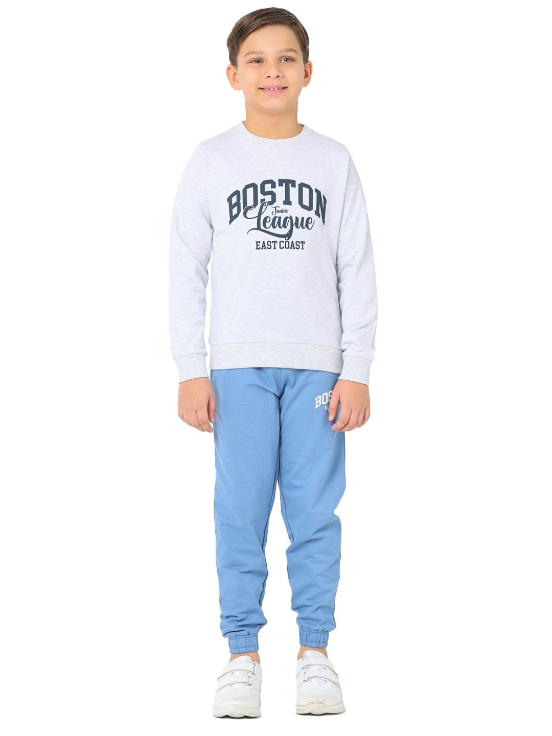 

Nuego Boys Graphic Print Pure Cotton Sweatshirt With Joggers Clothing Set, Off white