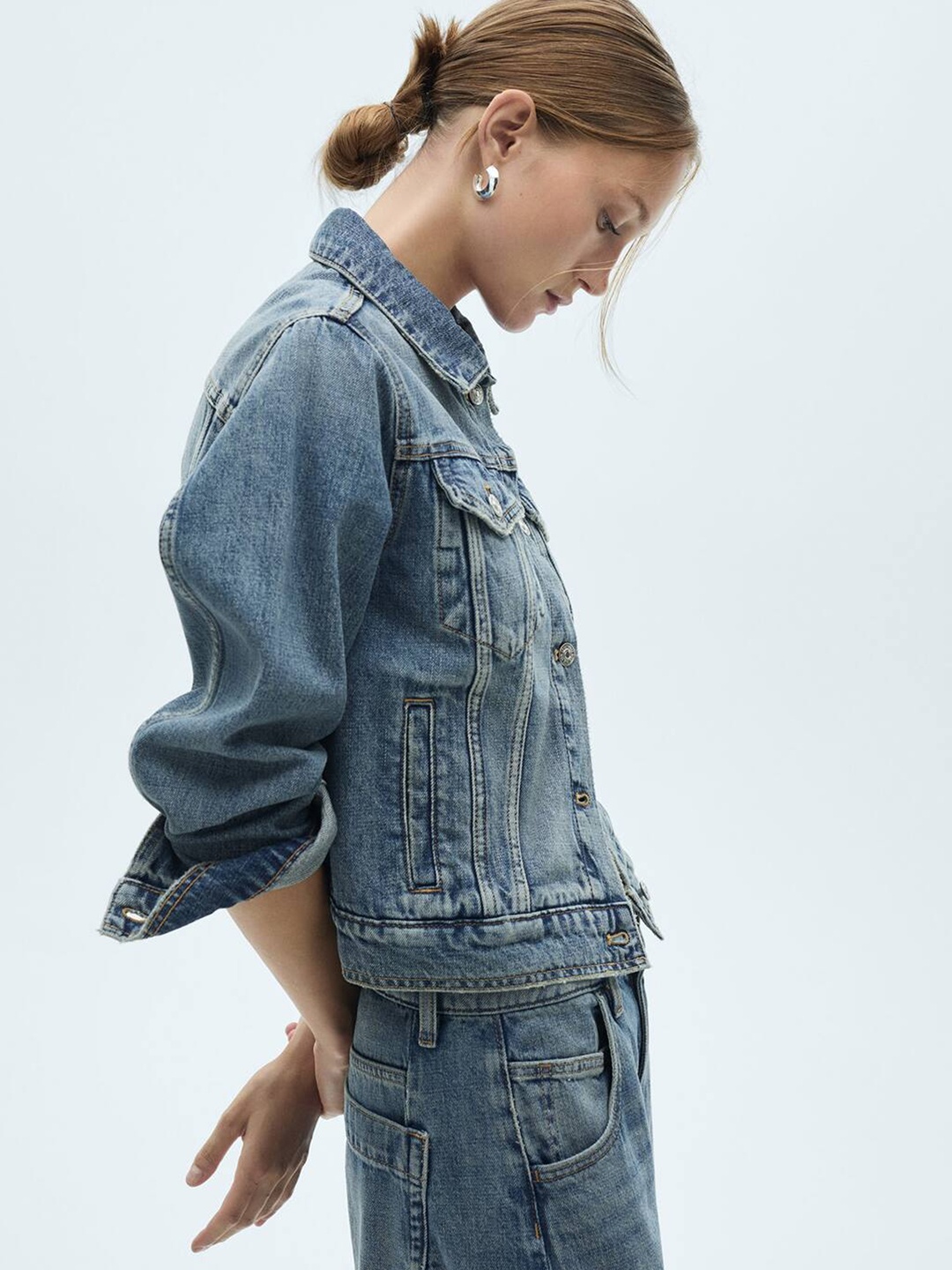 

MANGO Pure Cotton Denim Jacket, Blue
