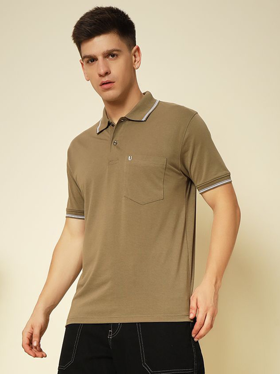 

UNIBERRY Men Polo Collar T-shirt, Brown